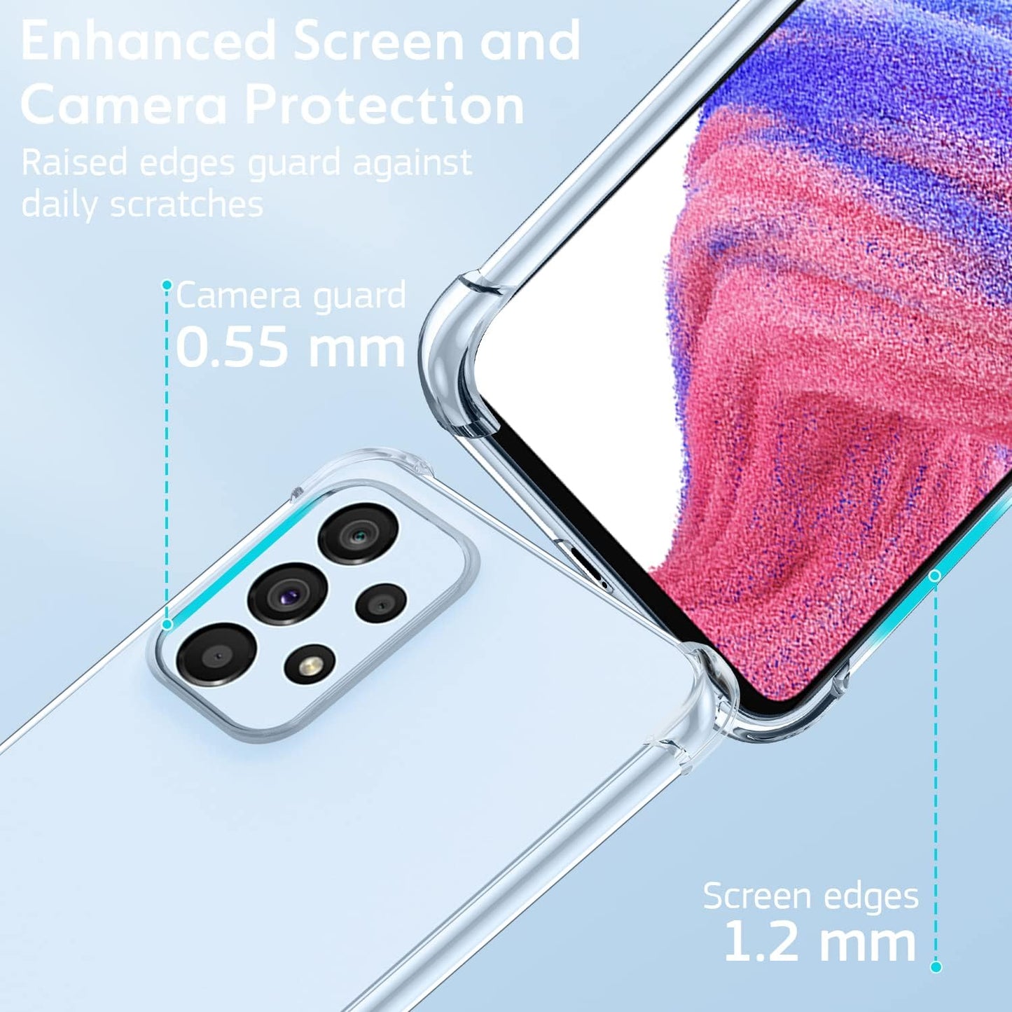 OUBA Galaxy A53 5G Case, Rubber Slim Thin Flexible Clear TPU Shock-Absorbing Corners Anti-Scratches Lightweight Gel Soft Silicone Protective Case Cover for Samsung Galaxy A53 5G - Clear  OUBA   