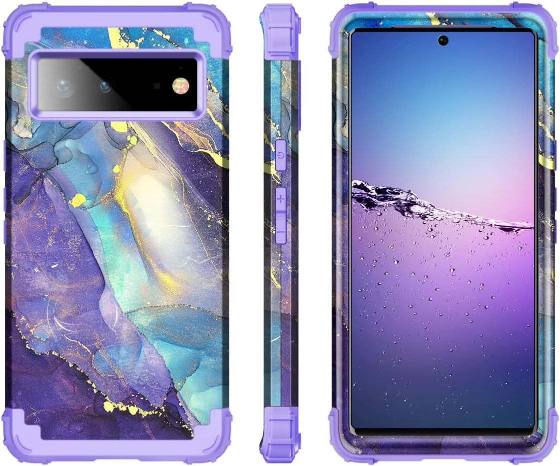 Rancase Compatible with Google Pixel 6 Case,Three Layer Heavy Duty Shockproof Protection Hard Plastic Bumper +Soft Silicone Rubber Protective Case for Google Pixel 6,Purple  Rancase   