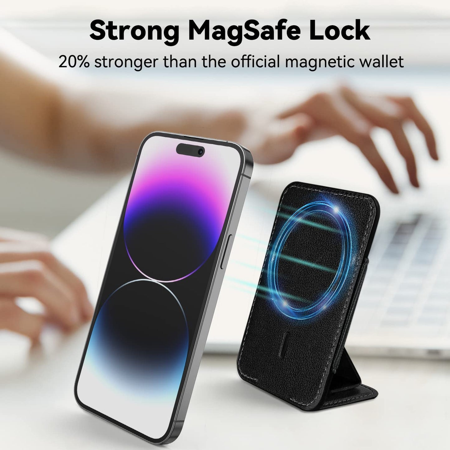 Ztotopcases Leather Magnetic Wallet Stand with Magsafe and Adjustable Stand Card Holder for Iphone 14/14 Plus/14 Pro Max and 13/12 Series, Fit 5 Cards, Not for 14 Pro/13 Pro/13 Mini/12 Mini, Black  ZtotopCases   