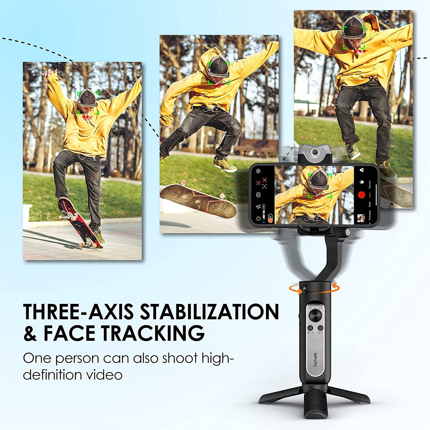 Gimbal Stabilizer for Smartphone, Hohem Isteady V2 Gimbal Portable and Foldable 3-Axis Gimbal Stabilizer, Vlog Stabilizer, for Youtube Tiktok Video with AI Visual Tracking Gimbal  hohem   