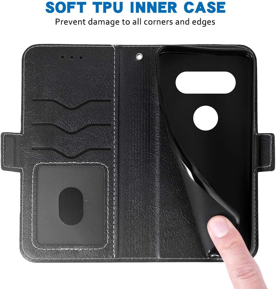 Phone Case for LG V35 Thinq V30 plus Folio Flip Wallet Case,Pu Leather Credit Card Holder Slots Full Body Protection Kickstand Protective Phone Cover for LGV30 LGV35 Thin Q LG30 LG35 V35Thinq Black  WWAAYSSXA   
