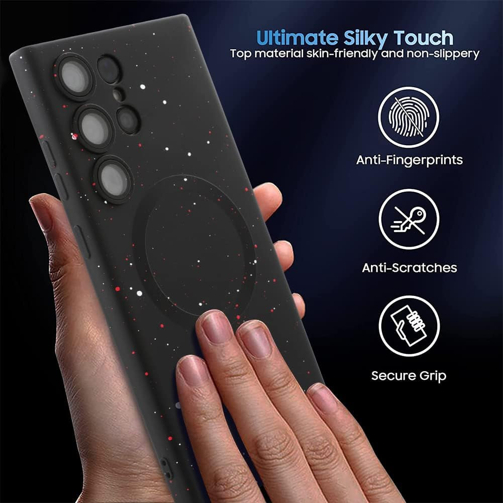 LEOMAKRON for Samsung Galaxy S22 Ultra Case Magnetic Silicone Case Compatible with Magsafe Shiny Spot S22 Ultra Soft Silicone Gel Rubber Bumper Magnetic Case Shockproof Case Black  LEOMAKRON   