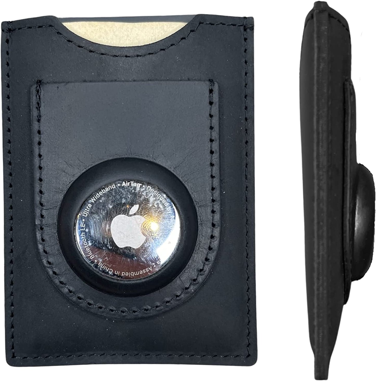 Lumberjack Plaid Genuine Leather Minimal Airtag Wallet Slim Front Pocket Card Holder RFID Blocking with Molded Airtag Slot, with Gift Box  Lumberjack Plaid   