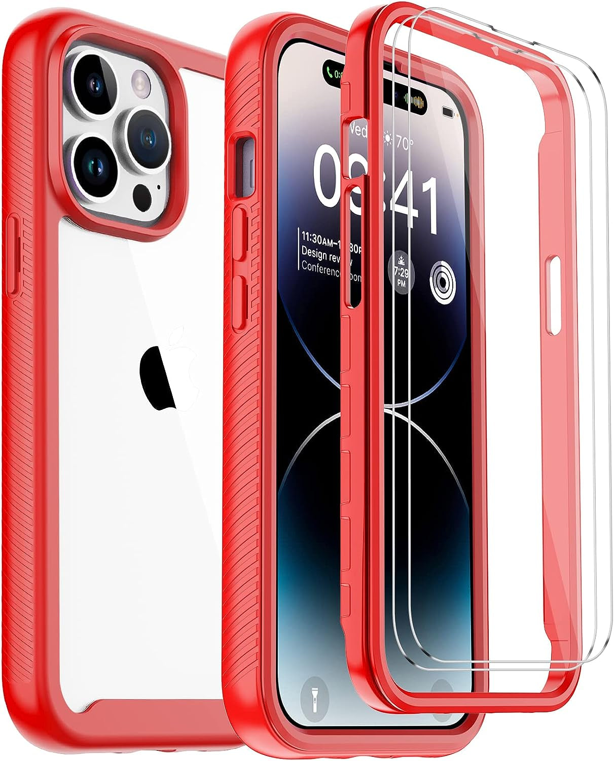 Annymall for Iphone 14 Pro Max Clear Case with 2 Screen Protector,Heavy Duty Shockproof Drop Protection Phone Cover Rugged Durable Full Body Bumper Hard Case for Apple Iphone 14 Pro Max (Black/Clear)  Annymall Red/Clear  