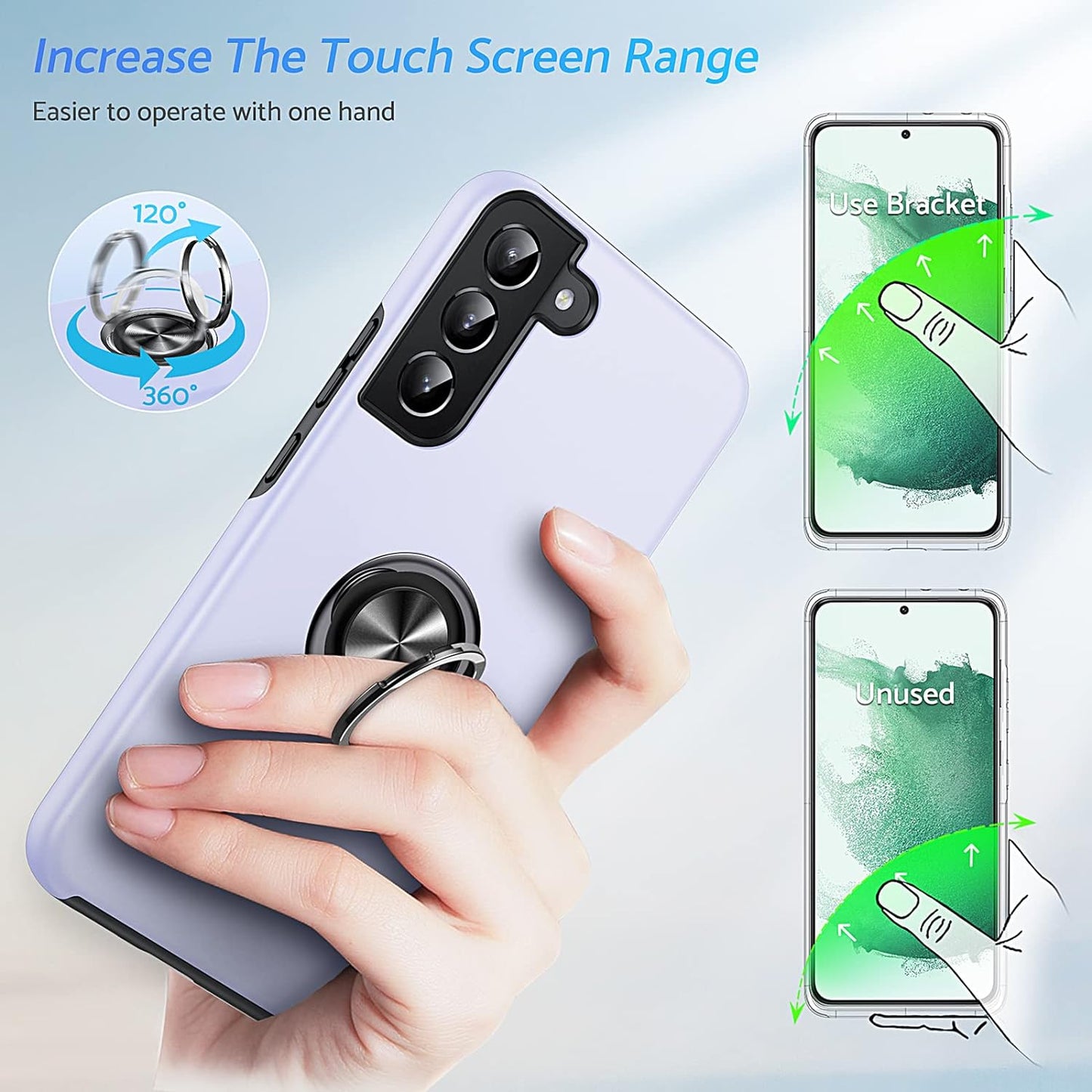 Anqrp Hidden Series Galaxy S22 plus Case 5G,[Heat Dissipation][No Fall-Off Kickstand] 360°Metal Ring, 15Ft Military Grade Shockproof Phone Case for Samsung Galaxy S22 plus 6.6 Inch, Purple  Anqrp   