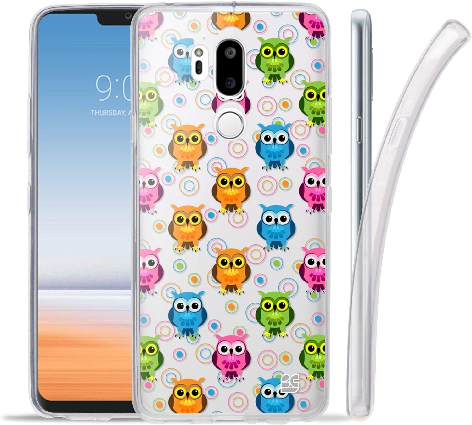 Goldenbeetle GB Flexible TPU Ultra Lightweight Cover [Scratch-Proof] Gel Skin Case Compatible with LG G7 Thinq / G7+ G710 (White Rosy Heart)  GoldenBeetle Tri-Colored Owl  