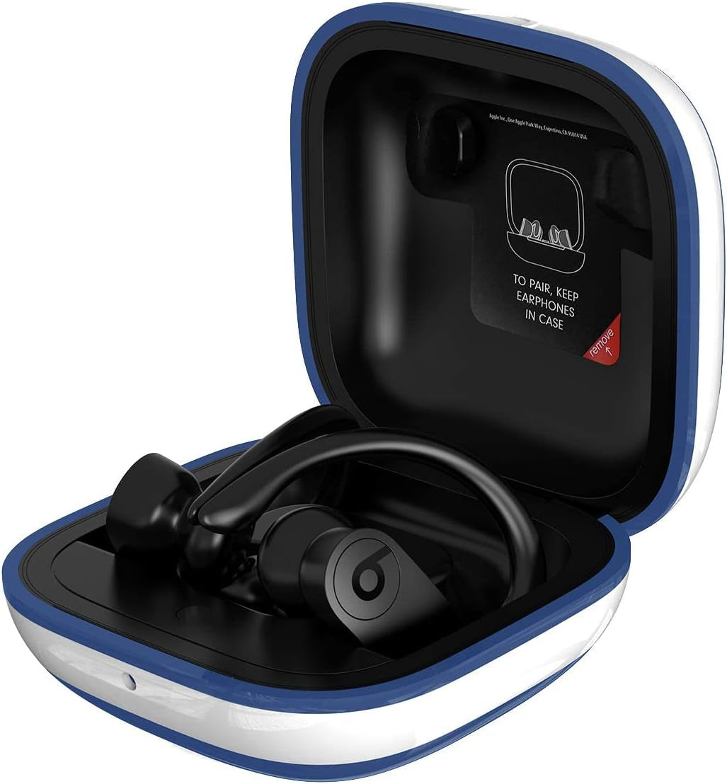 Compatible with Powerbeats Pro Case Cover, Anti-Lost and Shock-Proof Easy-To-Carry Durable Silicone Protective Case Skin for 2019 Latest Beats Powerbeats Pro (Burgundy)  meiyasy White Edge-Midnight Blue White Edge 