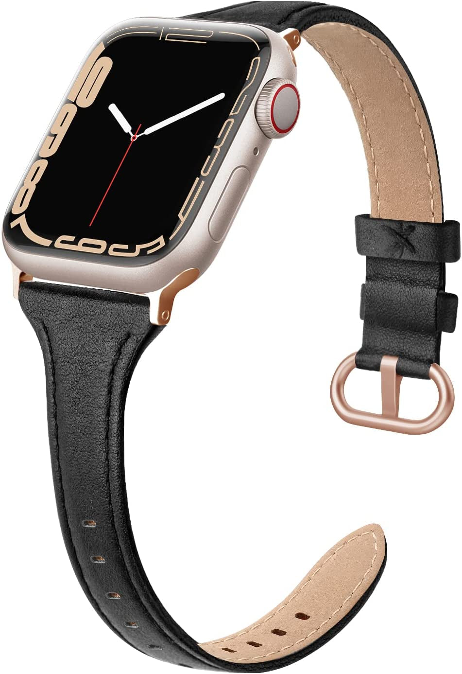 SWEES Leather Band Compatible for Apple Watch 38Mm 40Mm 41Mm, Slim Thin Dressy Elegant Genuine Leather Strap Compatible for Iwatch Series 8, 7, 6, 5, 4, 3, 2, 1, SE, Sport & Edition Women, Brown  SWEES Black 38mm 40mm 41mm 
