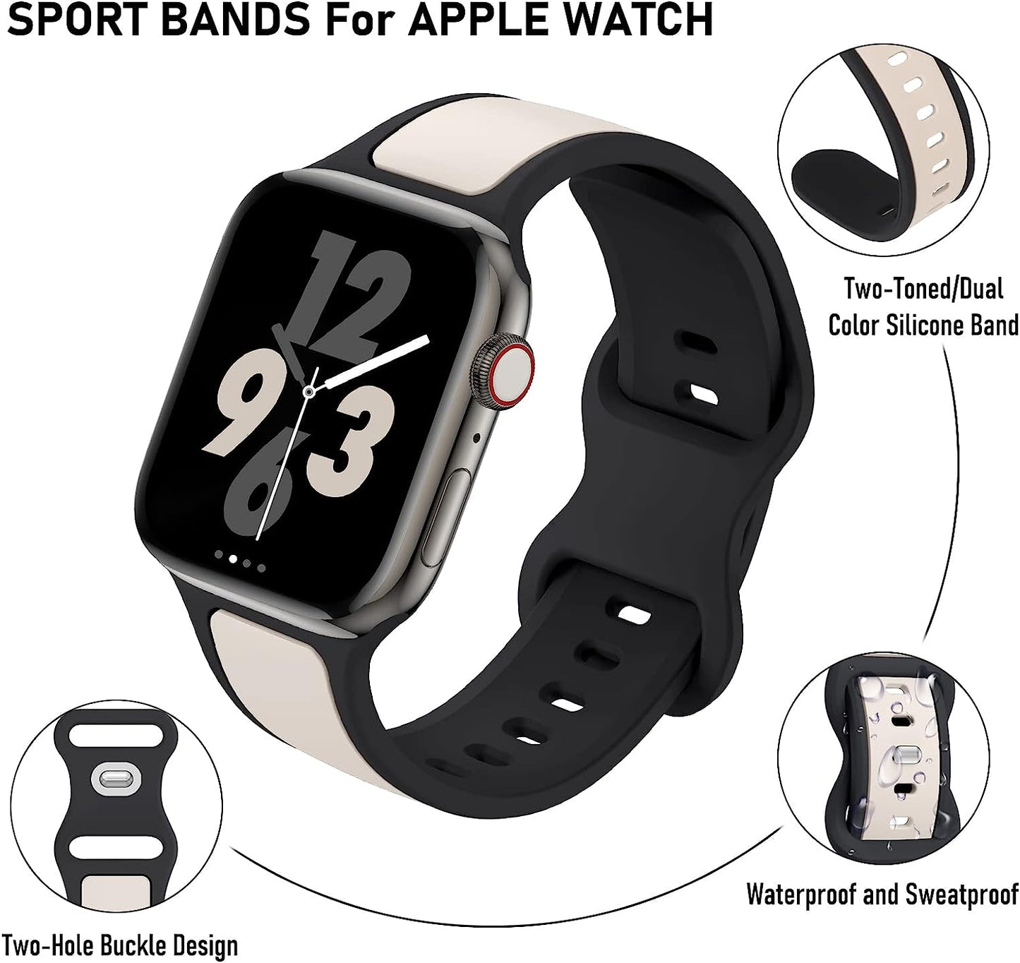 Acrbiutu Two-Toned Dual Color Bands Compatible with Apple Watch 38Mm 40Mm 41Mm 42Mm 44Mm 45Mm 49Mm, Replacement Soft Silicone Sport Strap for Iwatch Series Ultra 8/7/6/5/4/3/2/1 SE Women Men  Acrbiutu   