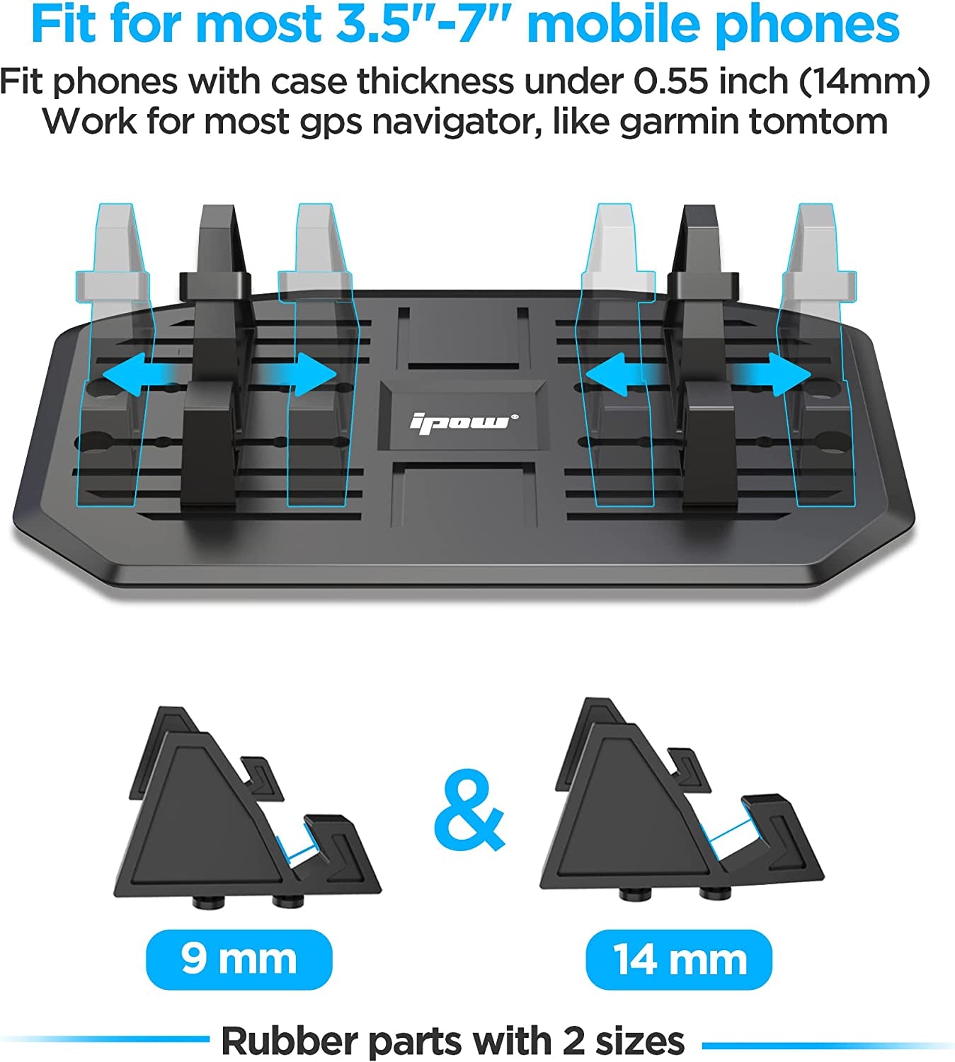 IPOW Anti-Slip Silicone Car Phone Dashboard Pad Mat,Hands-Free Cell Phone Holder for Car/Home/Office Compatible with Iphone 7 7P 6S 6 X XS 8 8P 5S,Galaxy S8 S7 S6 S5, Google Nexus  IPOW   