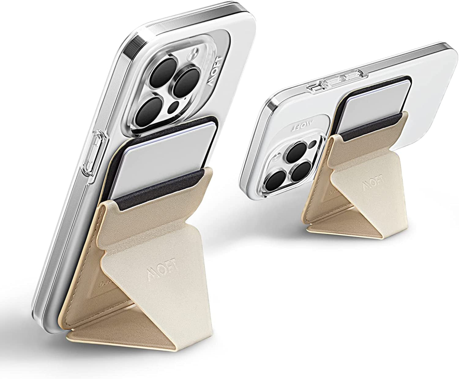 MOFT Magsafe Wallet Stand for Iphone 14/13/12 Series Magsafe Compatible Phone Stand with 3 Viewing Angles (Night Black)  MOFT Beach White  