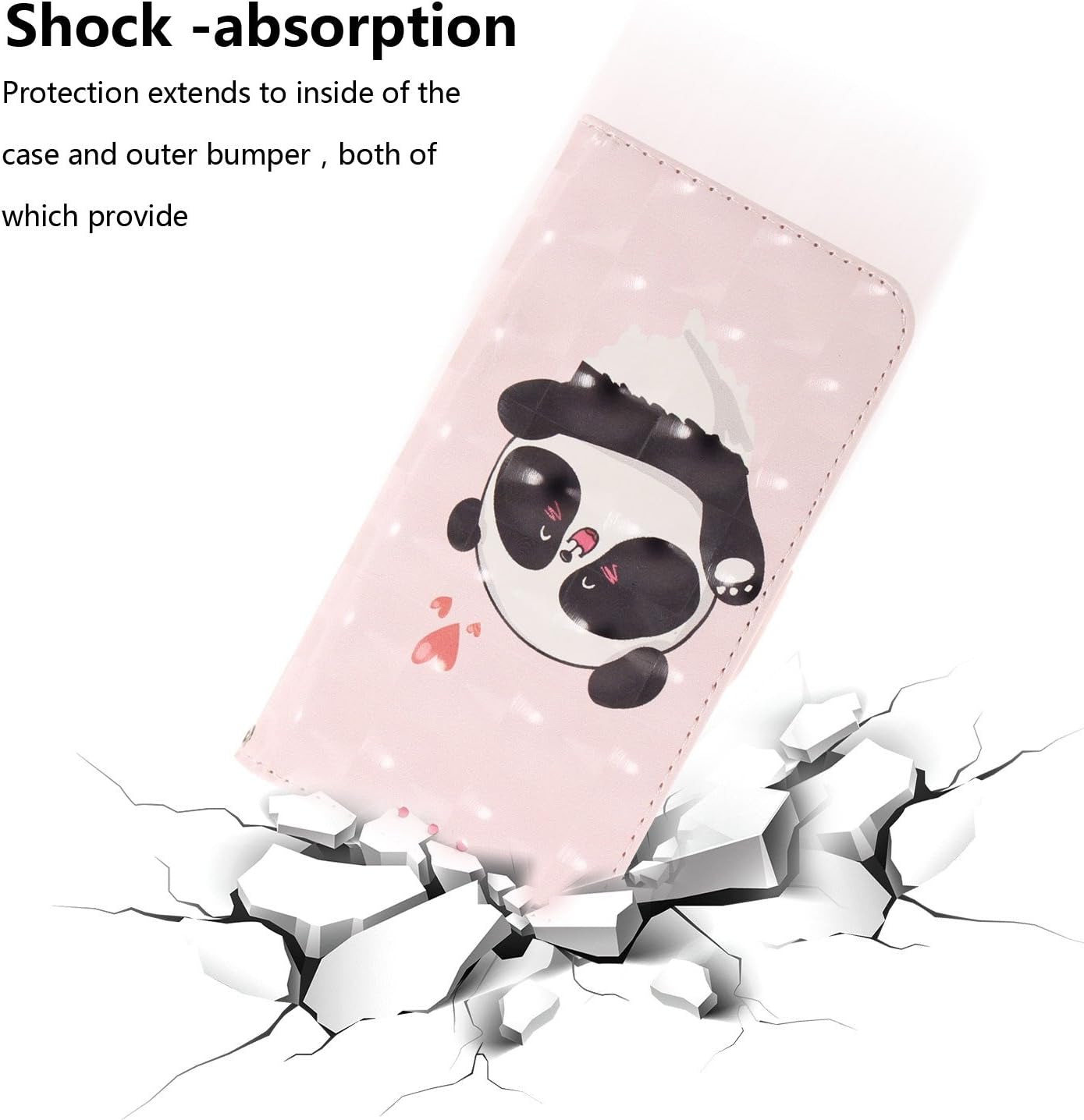 COTDINFORCA Compatible with LG G7 Thinq 2018 Case Wallet Premium PU Leather Case 3D Creative Painted Design Full-Body Protective Compatible with LG G7 / LG G7 Thinq. PU- Love Panda Pattern  COTDINFORCA   