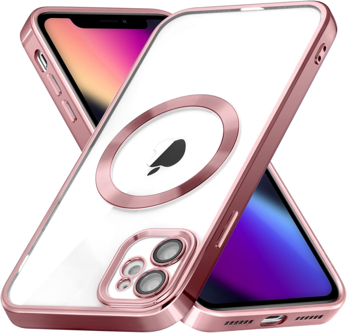 ZCDAYE Case for Iphone 13, Iphone 13 Phone Case Compatible with Wireless Charging,Blue Edge Electroplated Transparent Soft TPU Shockproof Case Cover for Iphone 13(6.1 Inches) - Blue  ZCDAYE Rose Gold Iphone 11 