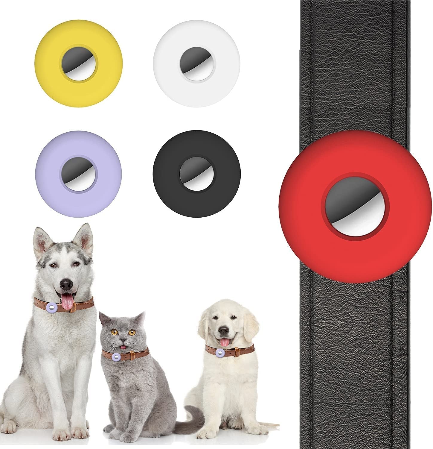 Dog Collar Holder for Apple Airtag 2 Pack , Anti-Lost Airtag Silicone Dog Collar Cat Pet Loop Holder ,Compatible with Pet Collars Loop&Backpack Airtag Accessories (Pink & Purple) 1  N\C   