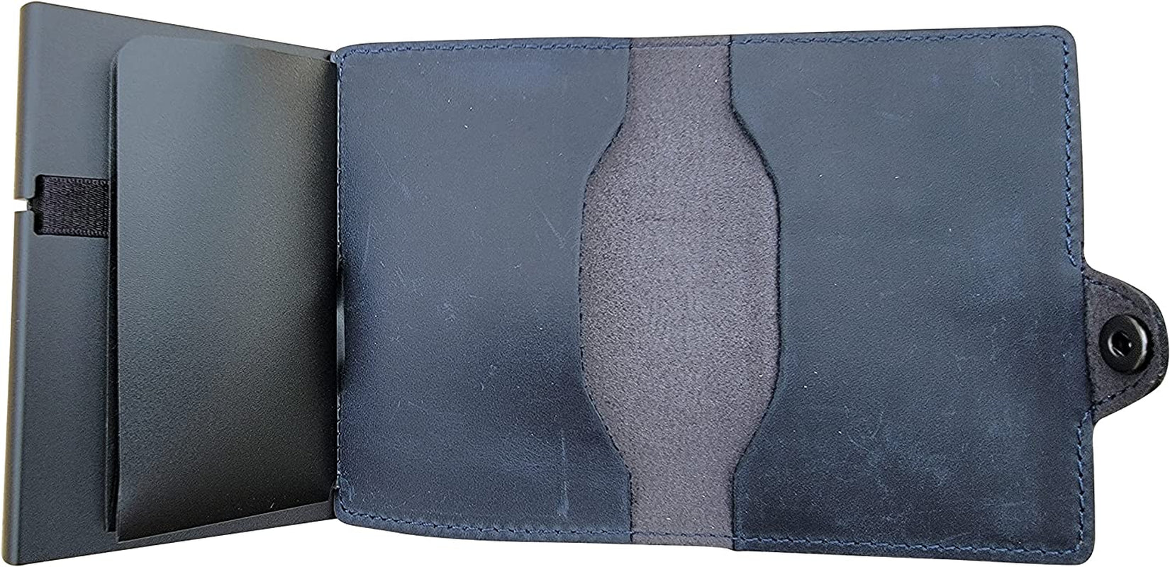 TNE Airtag Wallet Genuine Leather Credit Card Money Holder for Men | RFID Blocking | Automatic Popup Mini Aluminum Bifold Slim Zipper Coin Pocket Airtag Case Mens Wallets Air Tag Cover (Blue)  Thepricesright4u   