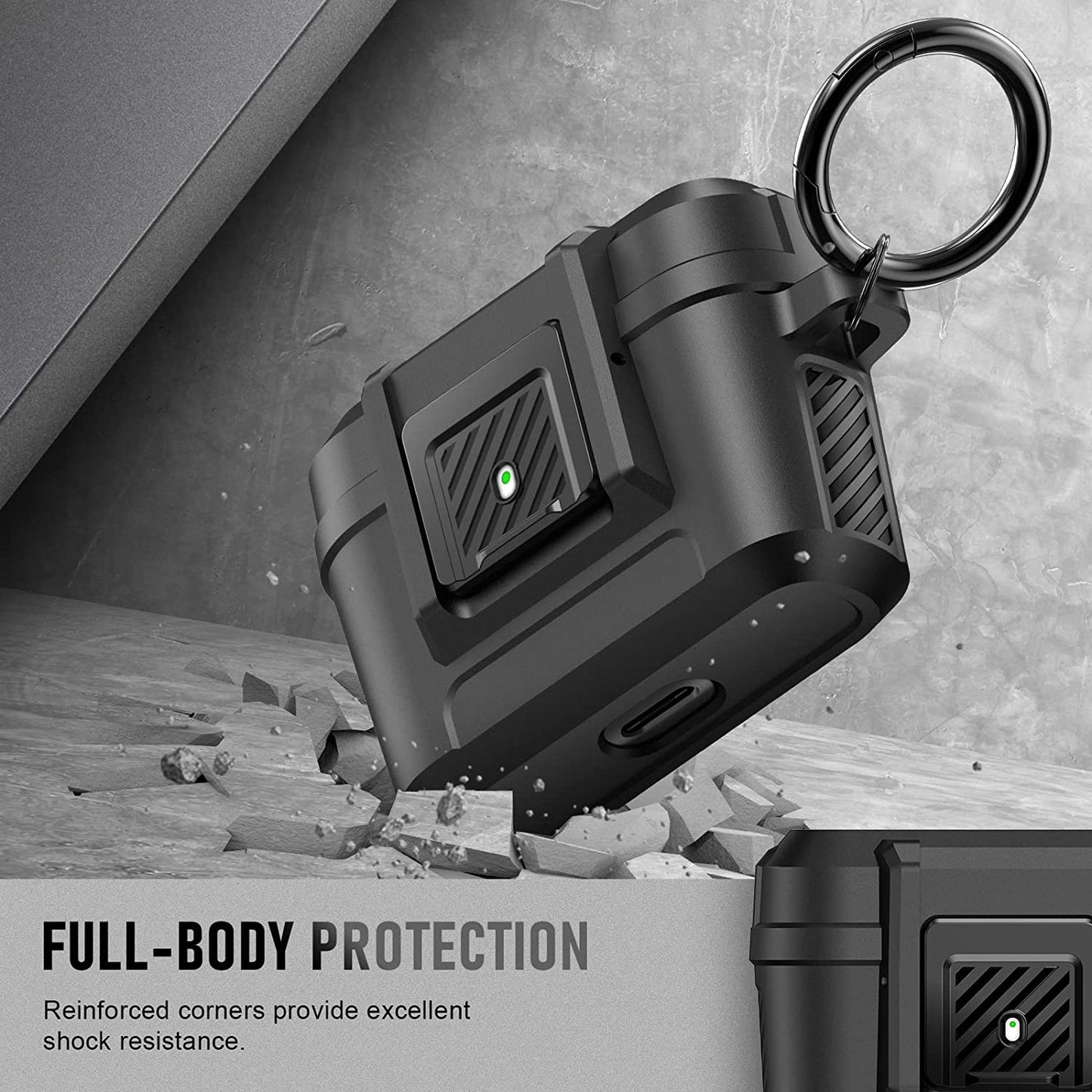 Youtec for Airpods Pro Case Cover for Men with Lock, Military Armor Series Full-Body Airpod Pro Case with Keychain Cool Air Pod Pro Shockproof Protective Case for Airpods Pro 2019,Black  Youtec   