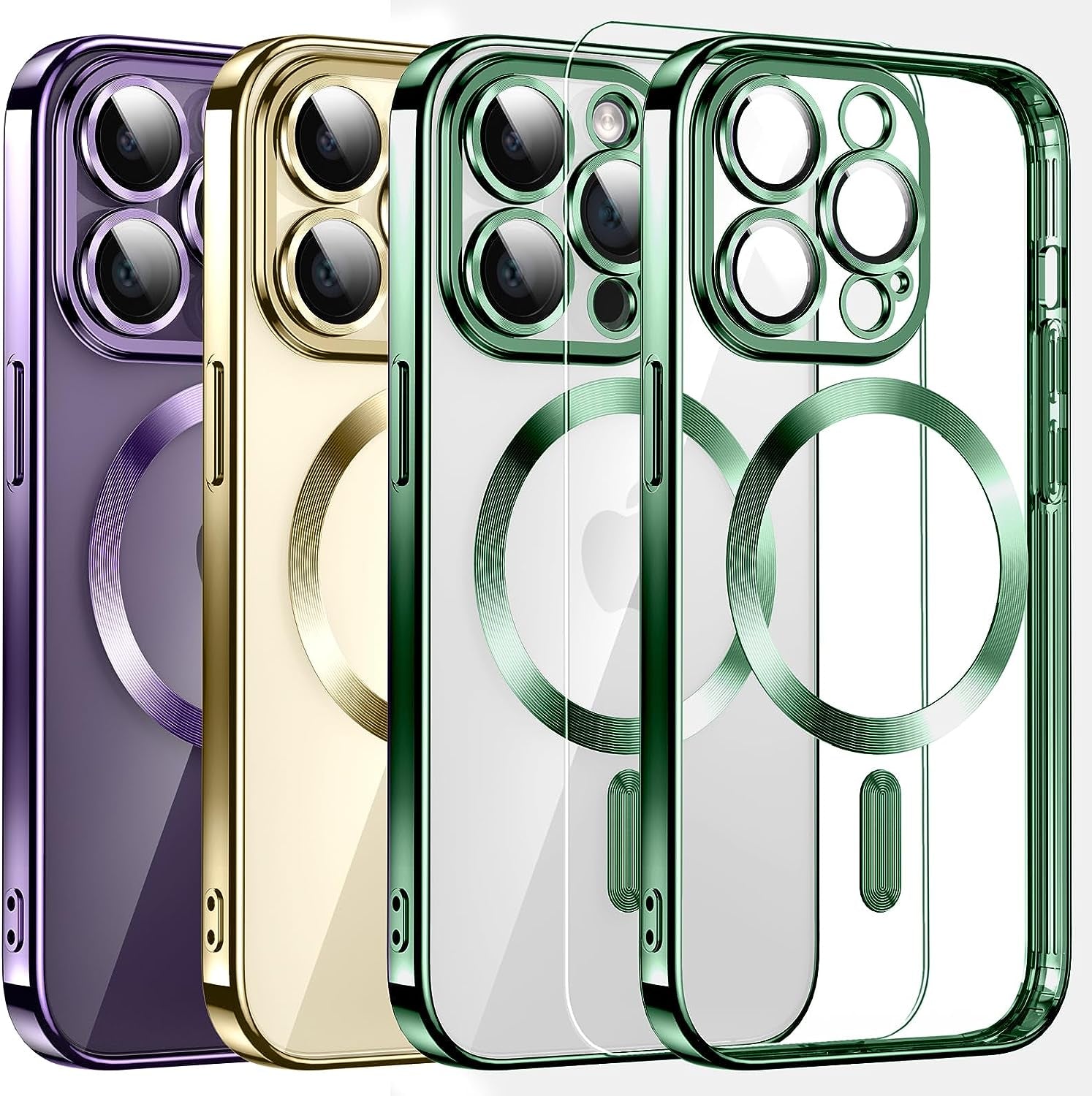 Magnetic Clear for Iphone 14 Pro Max Case with Magsafe [Integrated Camera Glass] Women Phone Case [Original Iphone Exterior] Silicone Cover Slim Thin [Non-Yellowing] Anti-Fingerprint Scratch Men  DOSNTO Green Iphone 14 Pro Max 6.7 Inch 
