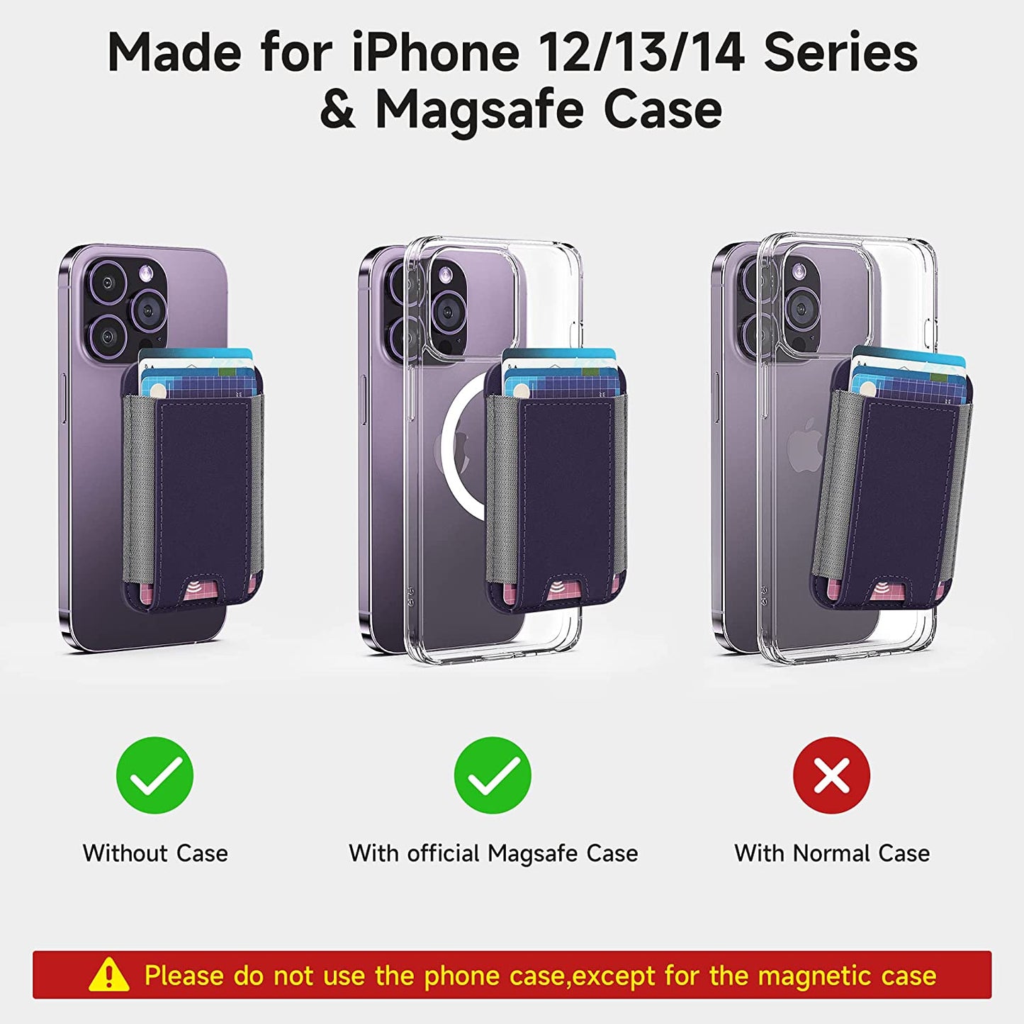 GANSBOL Magnetic Phone Wallet with Magsafe, Magnetic Magsafe Leather Wallet for Iphone 12/13/14 Series, Card Wallet Holder for Apple Magsafe, Fit 10 Cards, Deep Purple  GANSBOL   