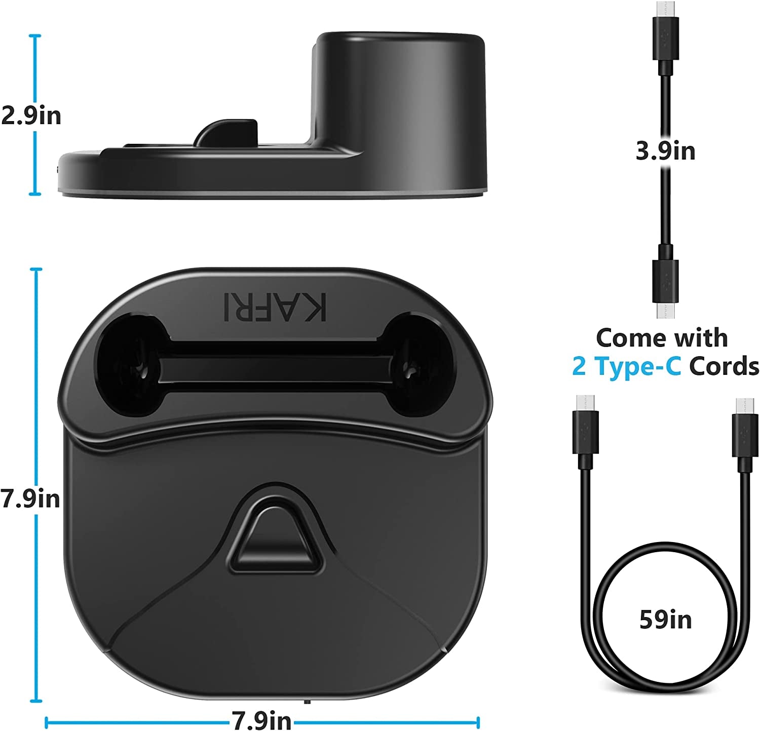KAFRI Charging Dock for Oculus Quest 2 with LED Light, VR Headset Charging Stand and Controller Holder, Charger Station Accessories for Oculus/Meta Quest 2, Oculus Rift or Rift S - Black  KAFRI   