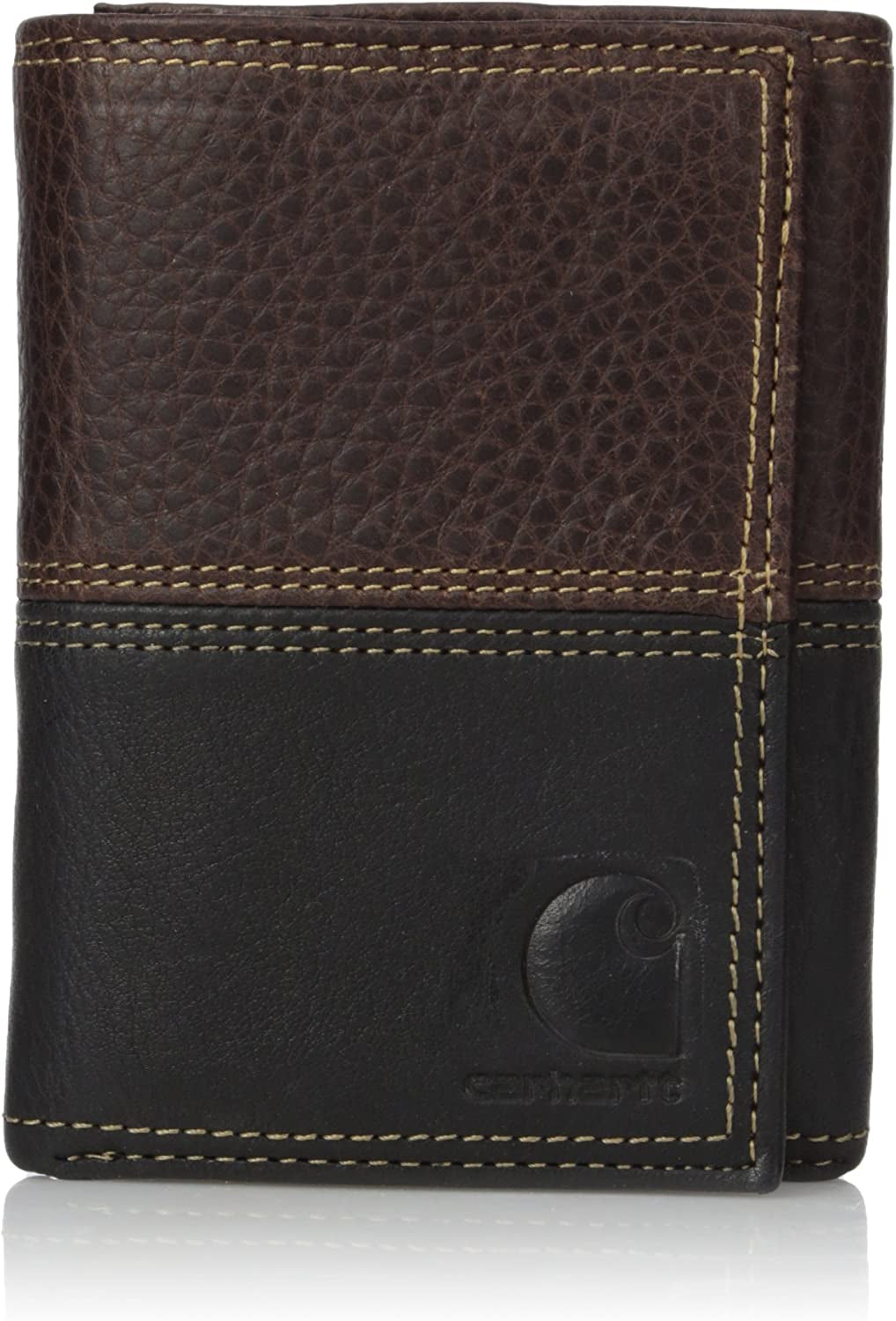 Carhartt Men'S Trifold, Durable Wallets, Available in Leather and Canvas Styles  Signature Products Group (SPG) Two-tone (Brown & Black)  