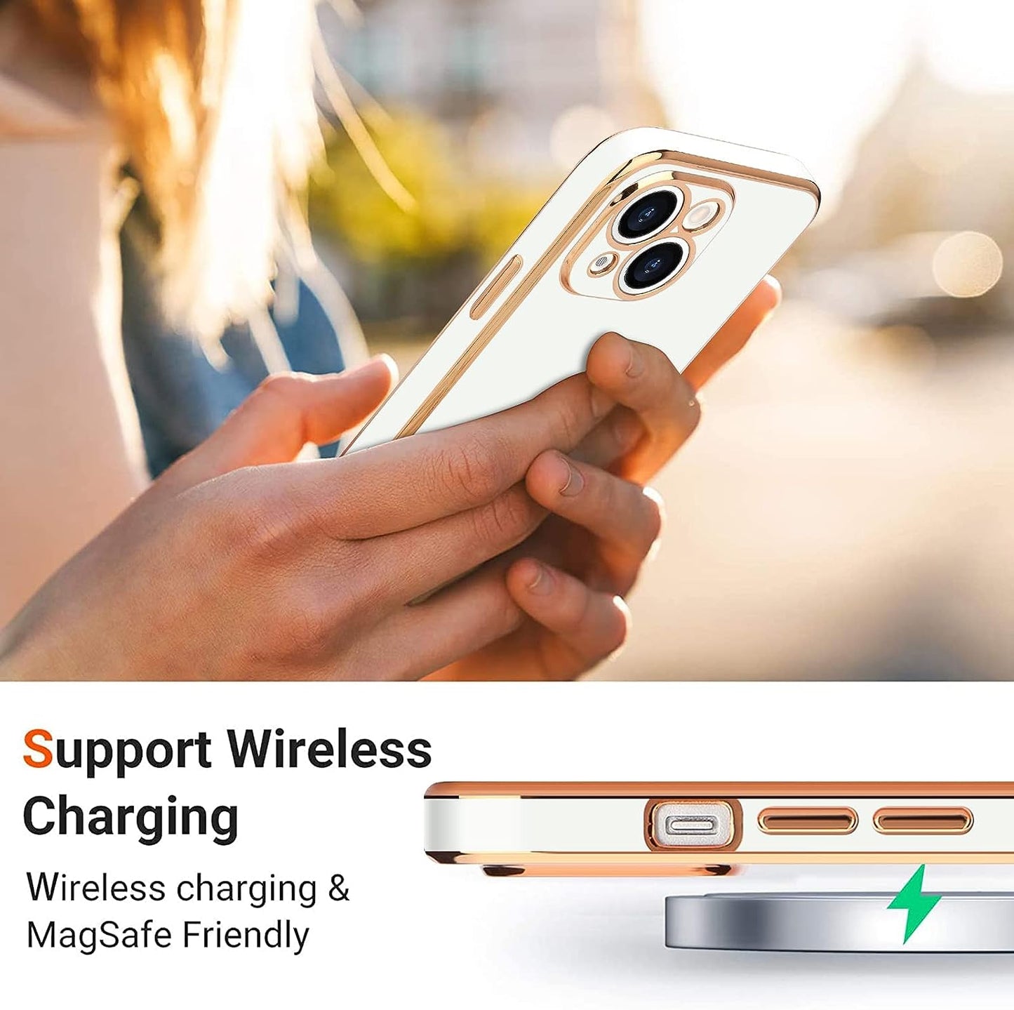 Teageo for Iphone 14 plus Case for Women Girl Cute Love Heart Luxury Plating Soft Bling Back Cover Raised Full Camera Protection Bumper Silicone Shockproof Phone Case for Iphone 14 Plus, White  janzee   