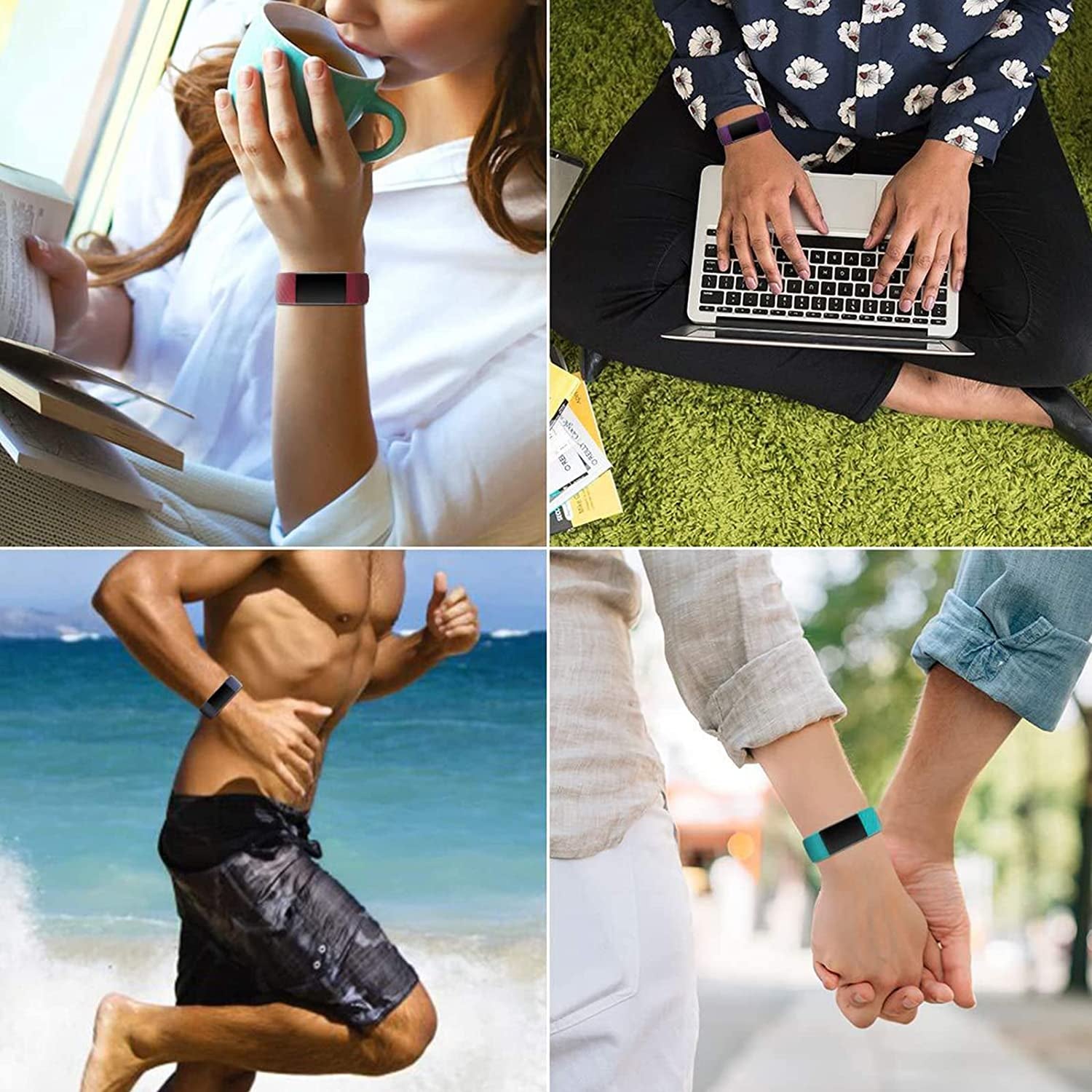 3 Pack Silicone Bands for Fitbit Charge 4/ Fitbit Charge 3/ Charge3 Se,Silicone Fitness Sport Wristbands for Women Men Small Large  Cone   