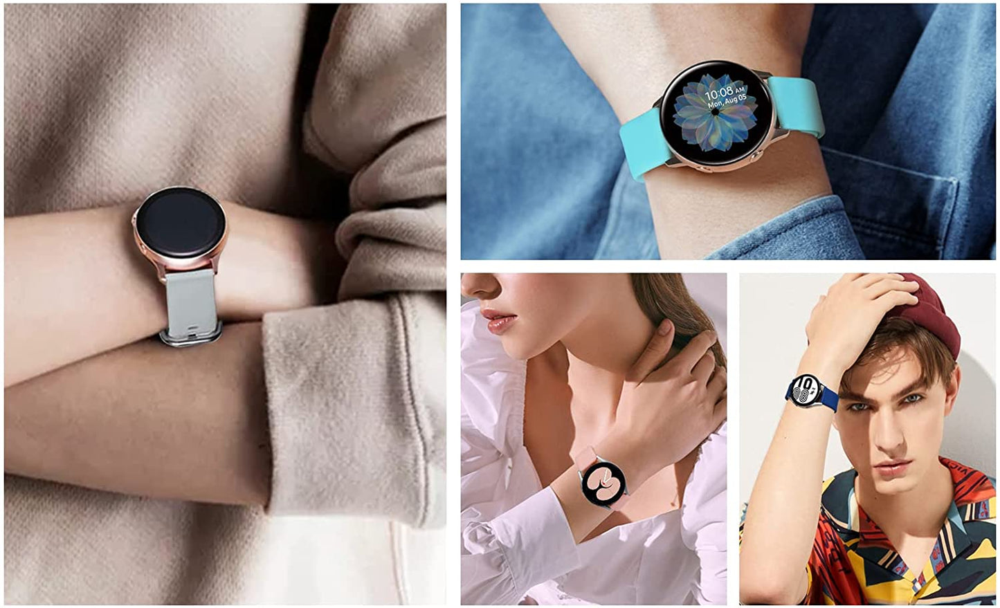 12 Pack Silicone Bands Compatible with Samsung Galaxy Watch Active 2 / Active 40Mm 44Mm / Galaxy Watch 5 & 5 Pro/Watch 4 & 3 41MM / 42Mm,Gear S2 Classic/Gear Sports (20Mm)(Silver Buckle)  EverAct   