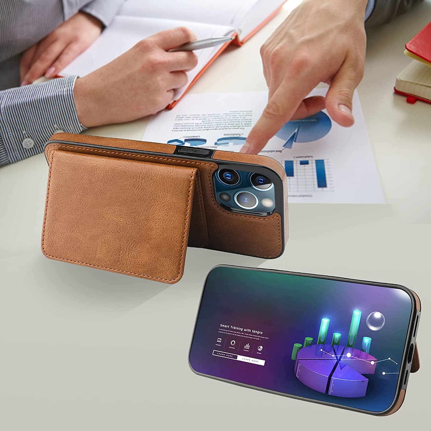 Bocasal Wallet Case for Iphone 13 Pro Max Compatible with Magsafe Magnetic RFID Blocking Detachable Premium PU Leather Flip Case with Card Slots Holder Kickstand Wireless Charging 6.7 Inch (Brown)  Bocasal   