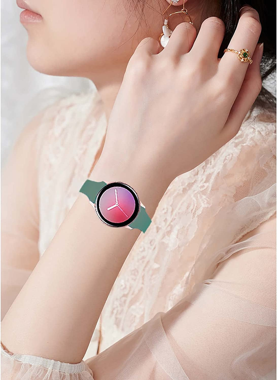 4 Pack Bands Compatible with Samsung Galaxy Watch 4 /Galaxy Watch 5 40Mm 44Mm/ Galaxy Watch 4 Classic /Galaxy Watch 5 Pro 45Mm/ Galaxy Active 2 40Mm 44Mm, 20Mm Soft Slim Silicone Sport Straps for Women Men (Small, Black/Navy Blue/Pine Green/Plum)  Suremita   