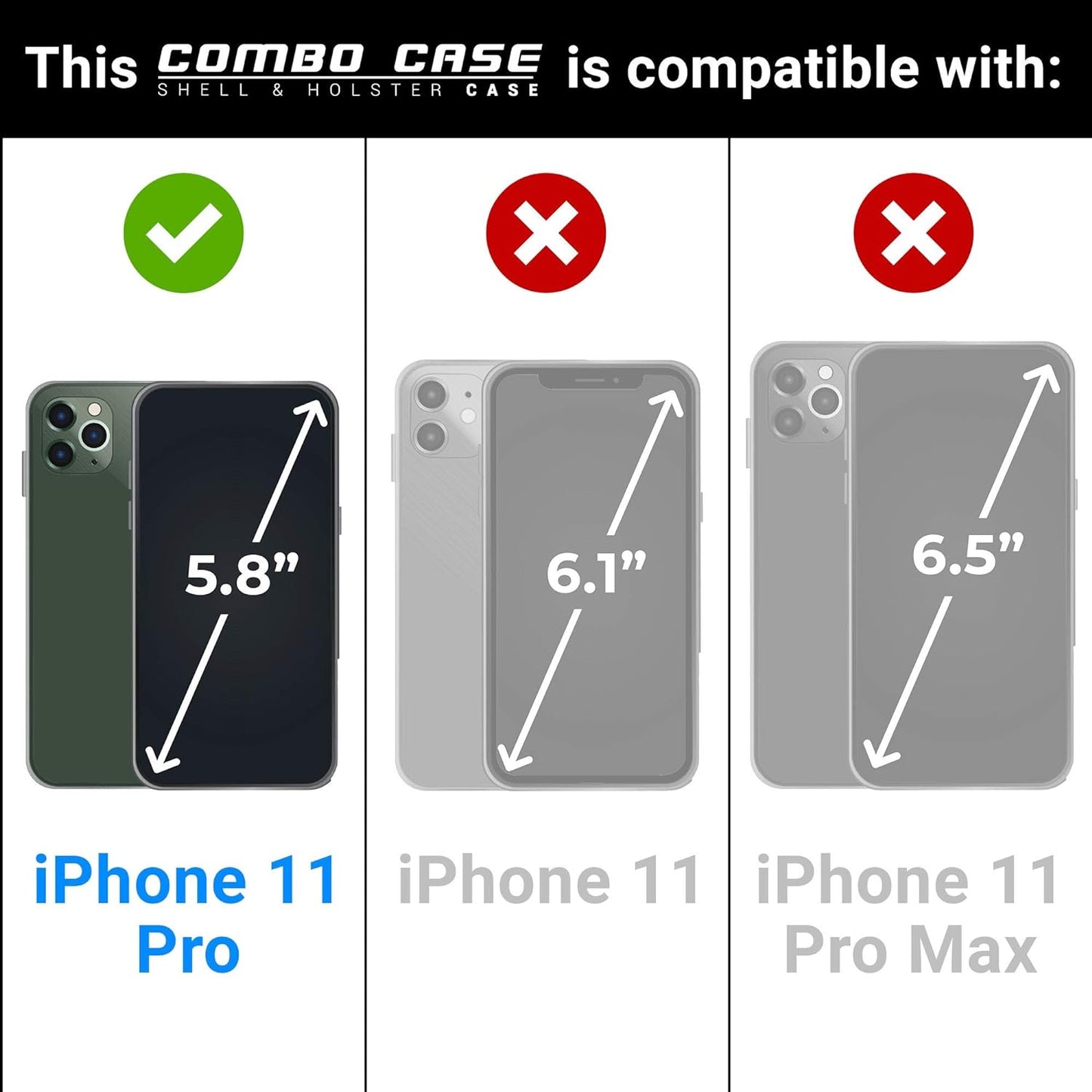 Aduro Combo Case & Holster for Iphone 11 Pro, Slim Shell & Swivel Belt Clip Holster, with Built-In Kickstand for Apple Iphone  Aduro   