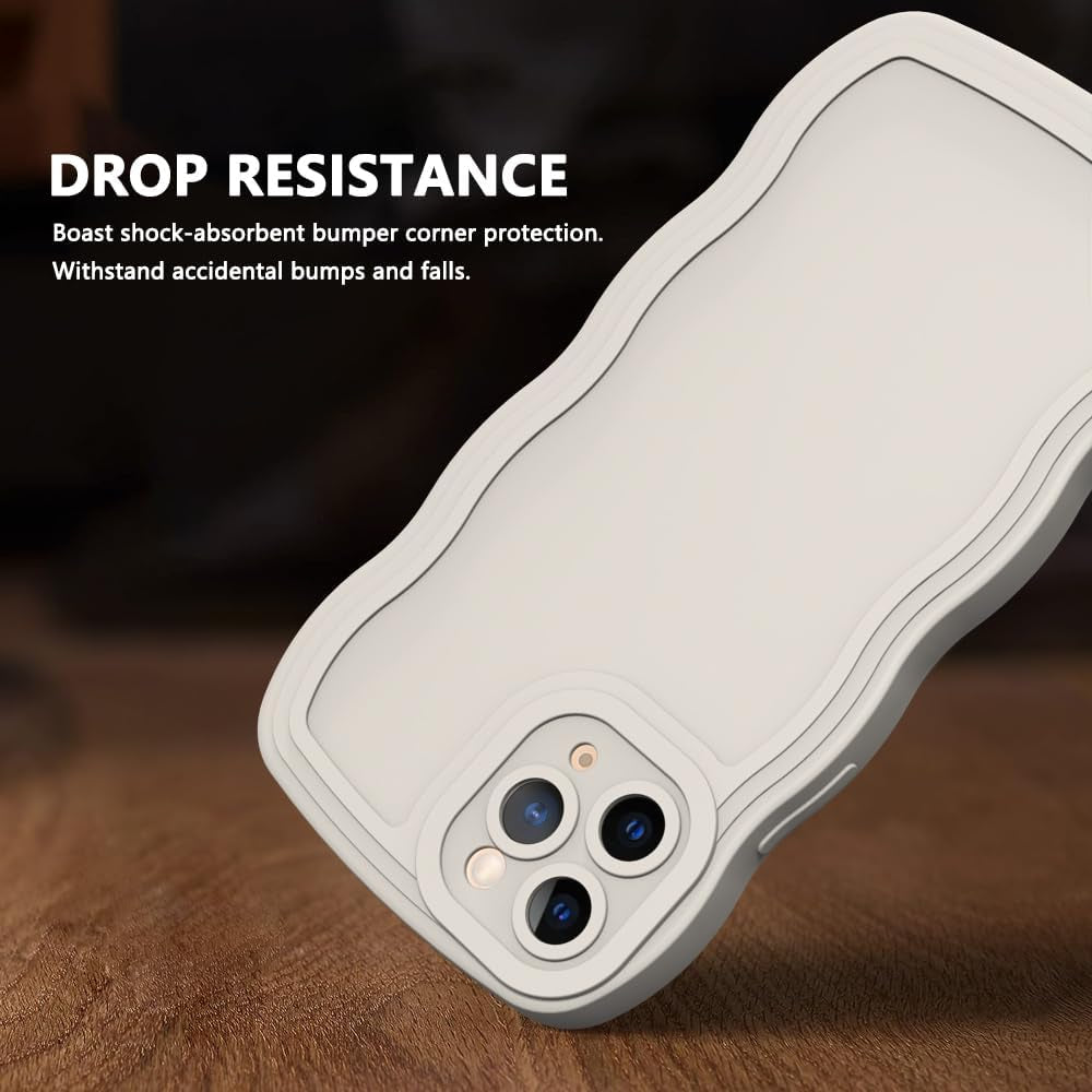 WOGROO Case for Iphone 11 Pro Case,Wave Curly Frame Design,Soft Flexible Tpu,Cute Wavy Solid Color Aesthetic Flashion Phone Case Shockproof Protective Case Cover 5.8" - Creamy White  WOGROO   