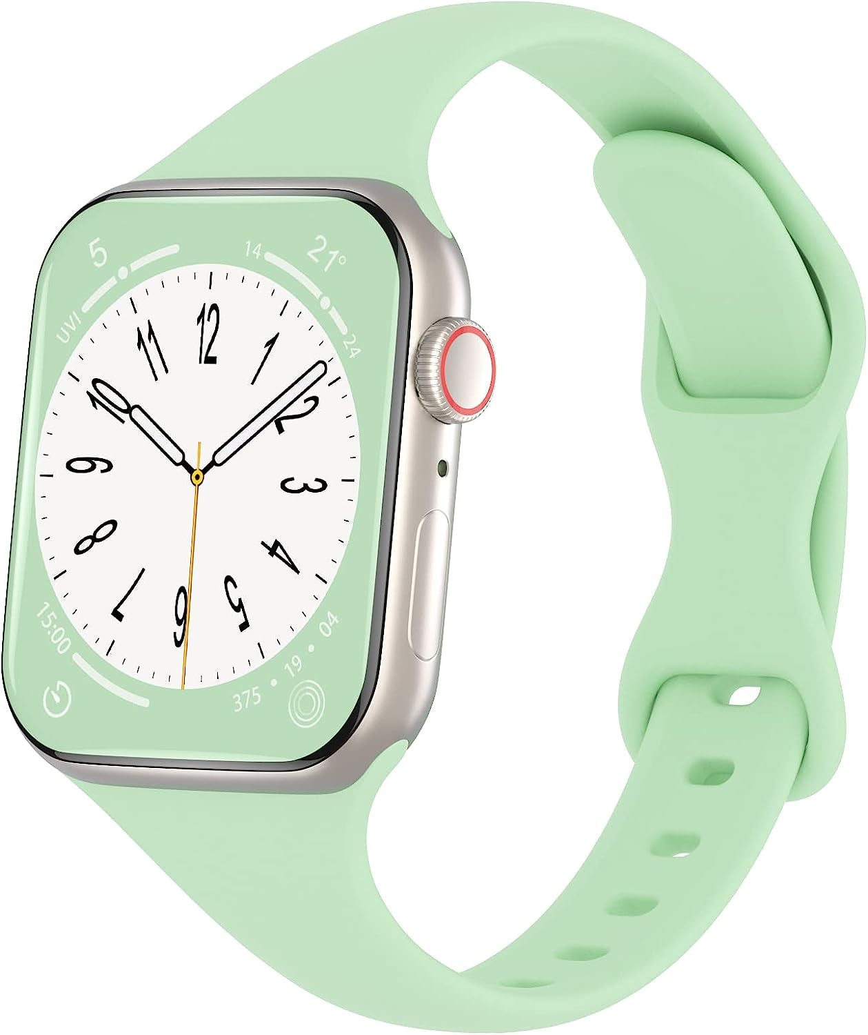 DYKEISS Sport Slim Silicone Band Compatible for Apple Watch Band 38Mm 42Mm 40Mm 44Mm 41Mm 45Mm 49Mm, Thin Soft Narrow Replacement Strap Wristband for Iwatch Ultra Series 8/7/SE/6/5/4/3/2/1 Women Men  DYKEISS Pistachio 38/40/41mm 