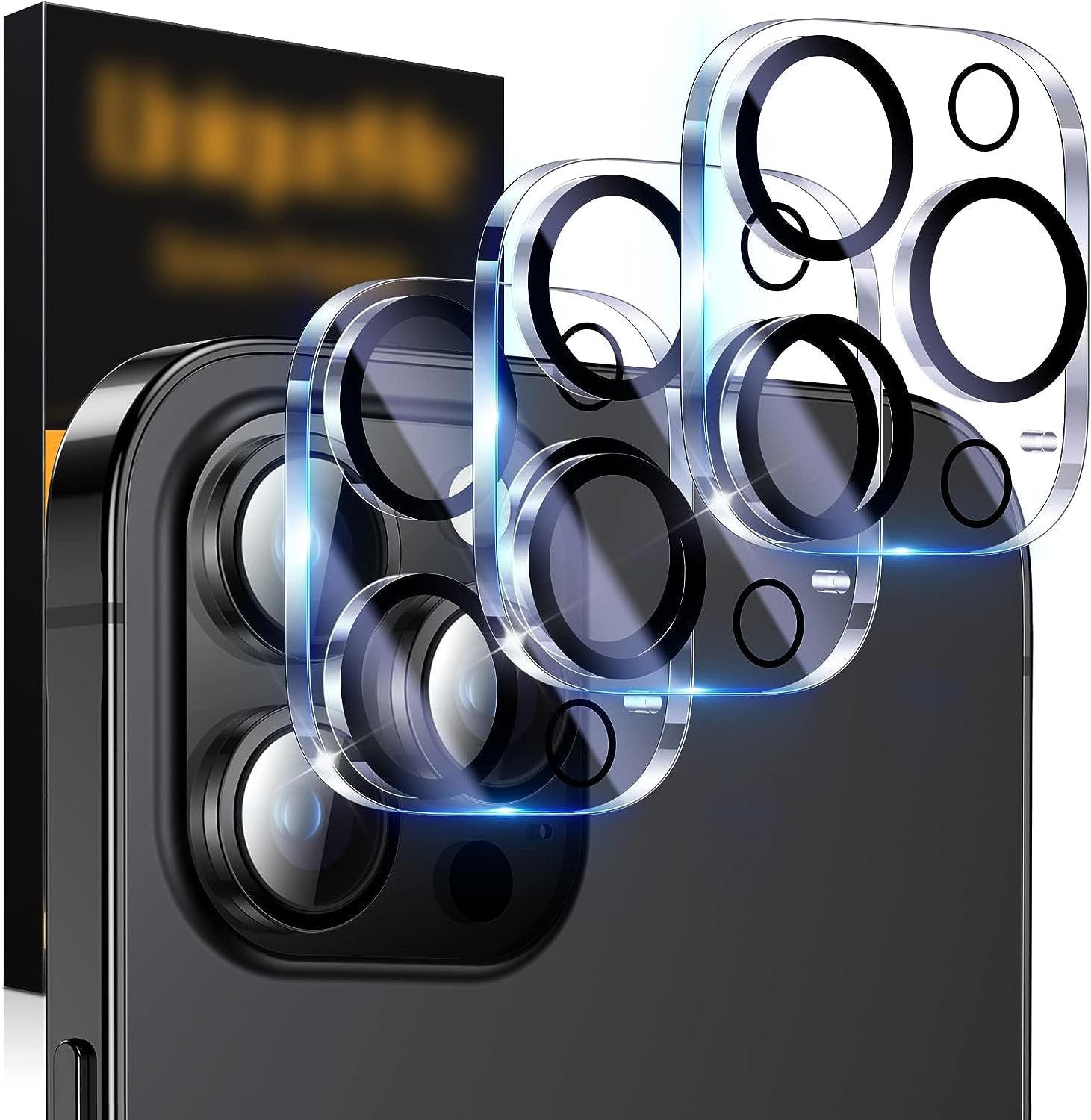 Uniqueme [3 Pack] for Iphone 13 / Iphone 13 Mini Camera Lens Protector, Tempered Glass [Case Friendly][New Version][Scratch-Resistant][Easy Installation] - Black Circle  UniqueMe   