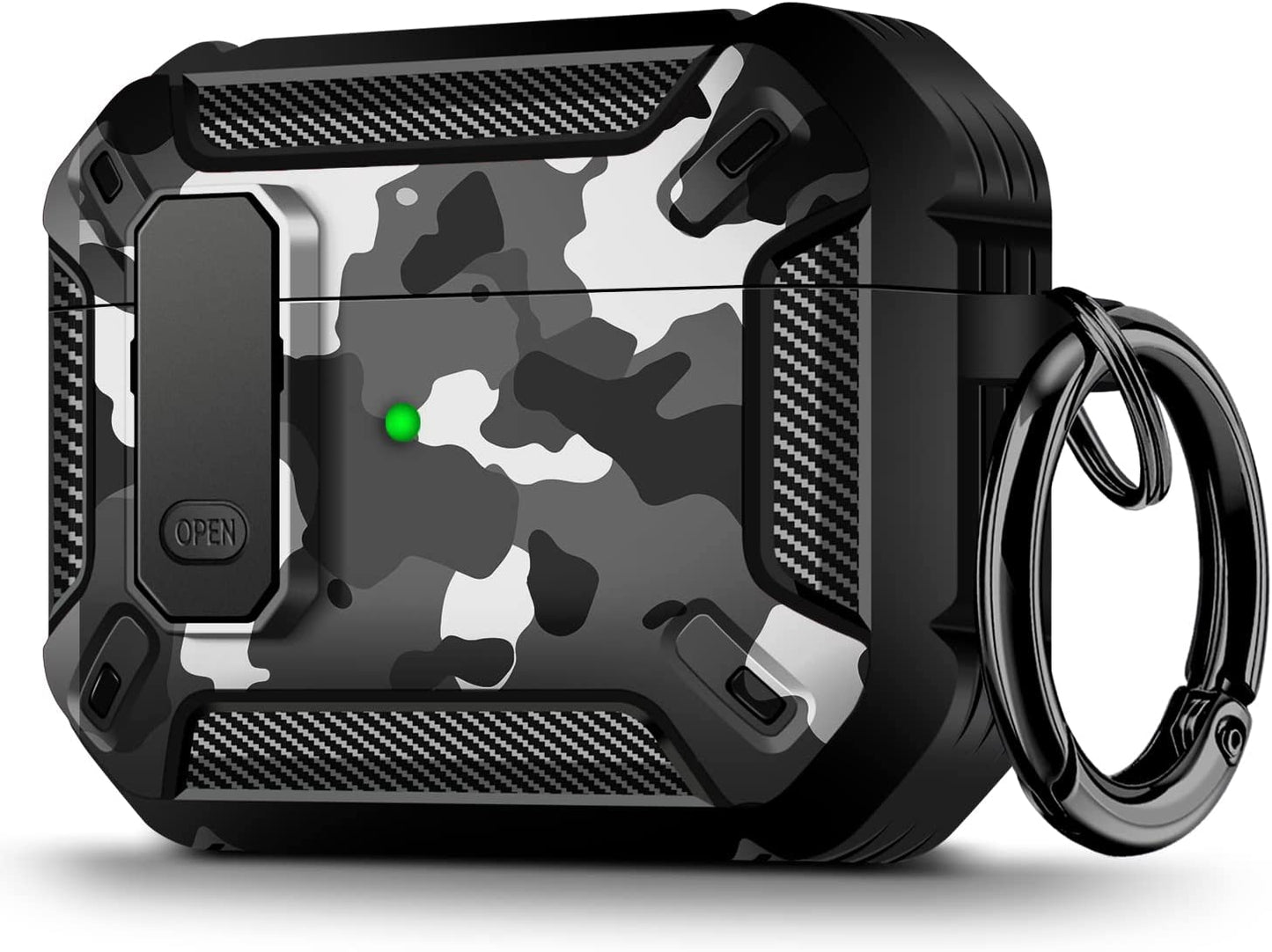 Youskin Airpod Pro Case Secure Lock Clip Case,Carbon Fiber Military Armor Series Full-Body Rugged Hard Shell Airpod Pro Case for Men Women with Keychain，Blue Camo  Youskin Gray Camo  