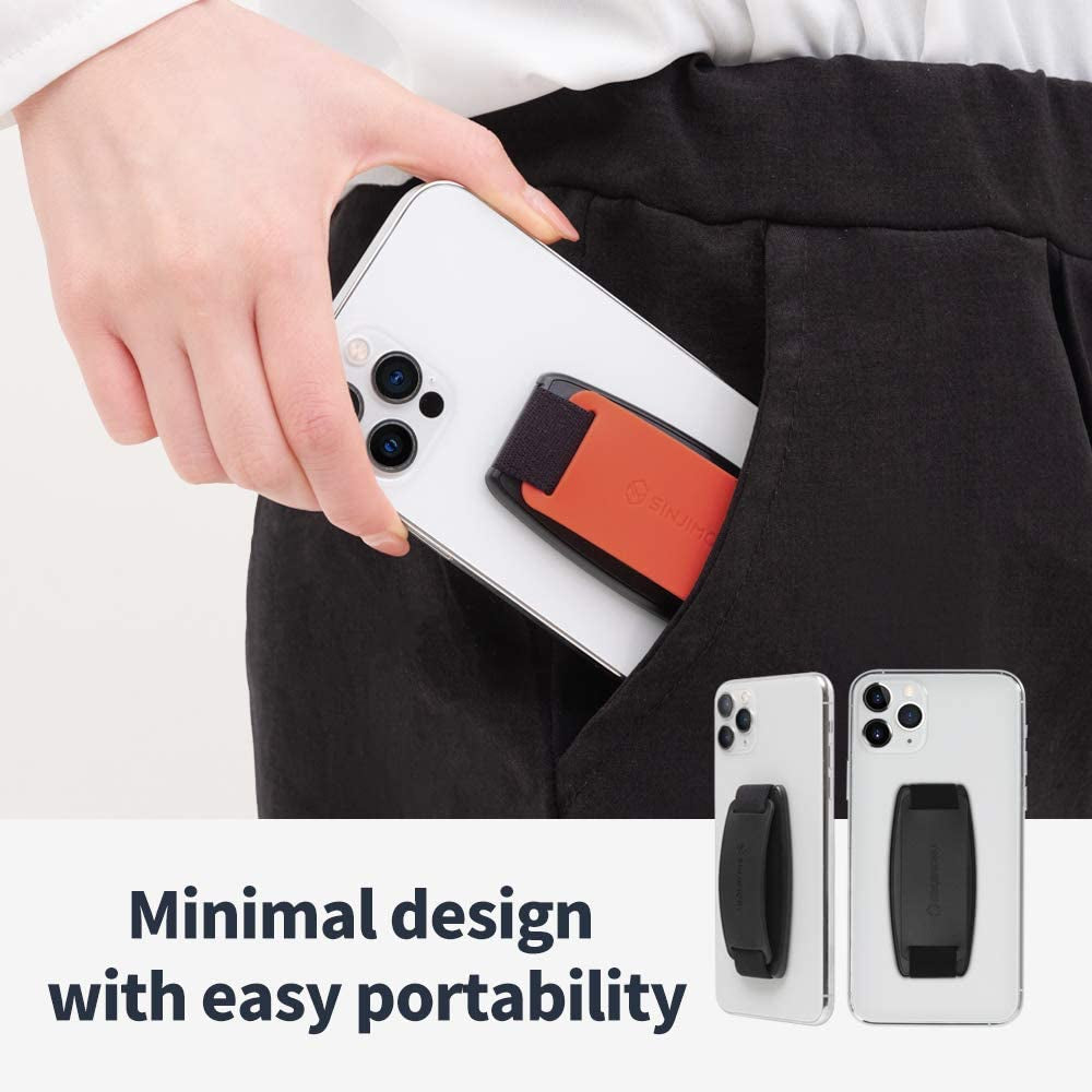 Sinjimoru Detachable Phone Grip Kickstand for Wireless Charging Compatible Phone Finger Holder for Iphone 12 & Smartphones. Sinji Mount S-Grip Black  Sinjimoru Co. Ltd   