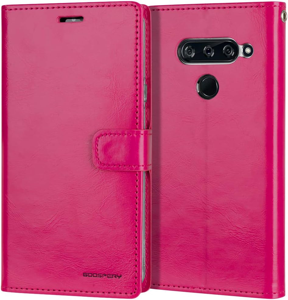 GOOSPERY Blue Moon Wallet for LG V40 Thinq Case (2018) Leather Stand Flip Cover (Hot Pink) LGV40-BLM-HPNK  GOOSPERY   