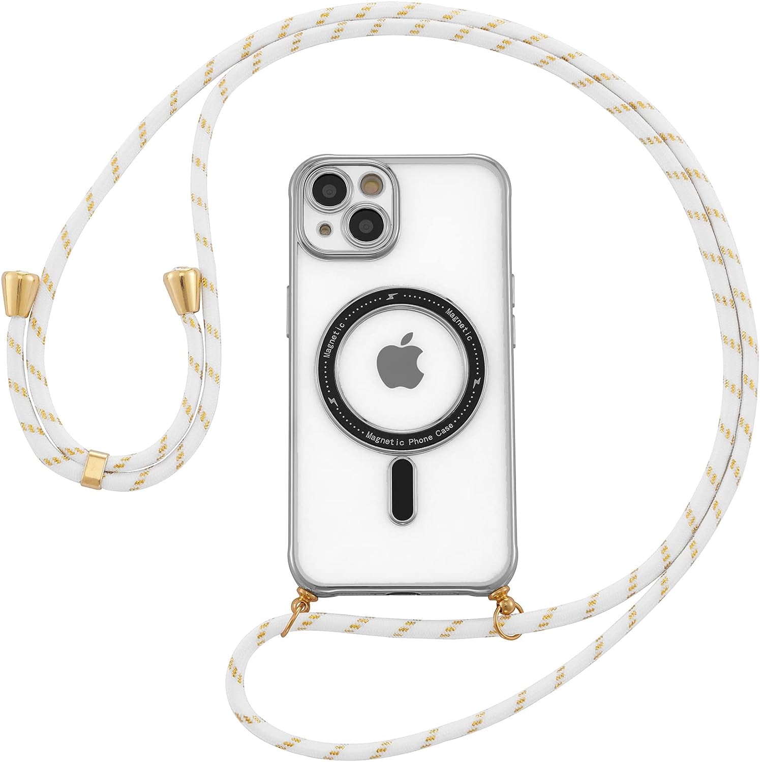 ZCDAYE Magnetic Clear Case for Iphone 13, [Compatible with Magsafe] [Lens Protector] Crossbody Adjustable Neck Lanyard Phone Case Premium TPU Shockproof Cover for Iphone 13(6.1 Inches) - Sliver  ZCDAYE   