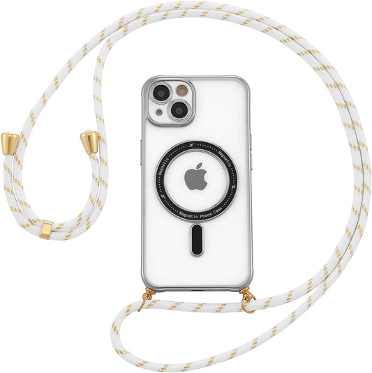 ZCDAYE Magnetic Clear Case for Iphone 13, [Compatible with Magsafe] [Lens Protector] Crossbody Adjustable Neck Lanyard Phone Case Premium TPU Shockproof Cover for Iphone 13(6.1 Inches) - Sliver  ZCDAYE   