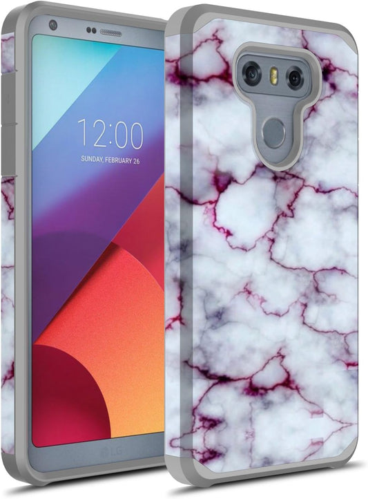 Rosebono Fashion Compatible with LG G6 Case, Hybrid Dual Layer Shockproof Hard Cover Graphic Fashion Cute Colorful Silicone Skin Case for LG G6 - Purple Marble  Rosebono   