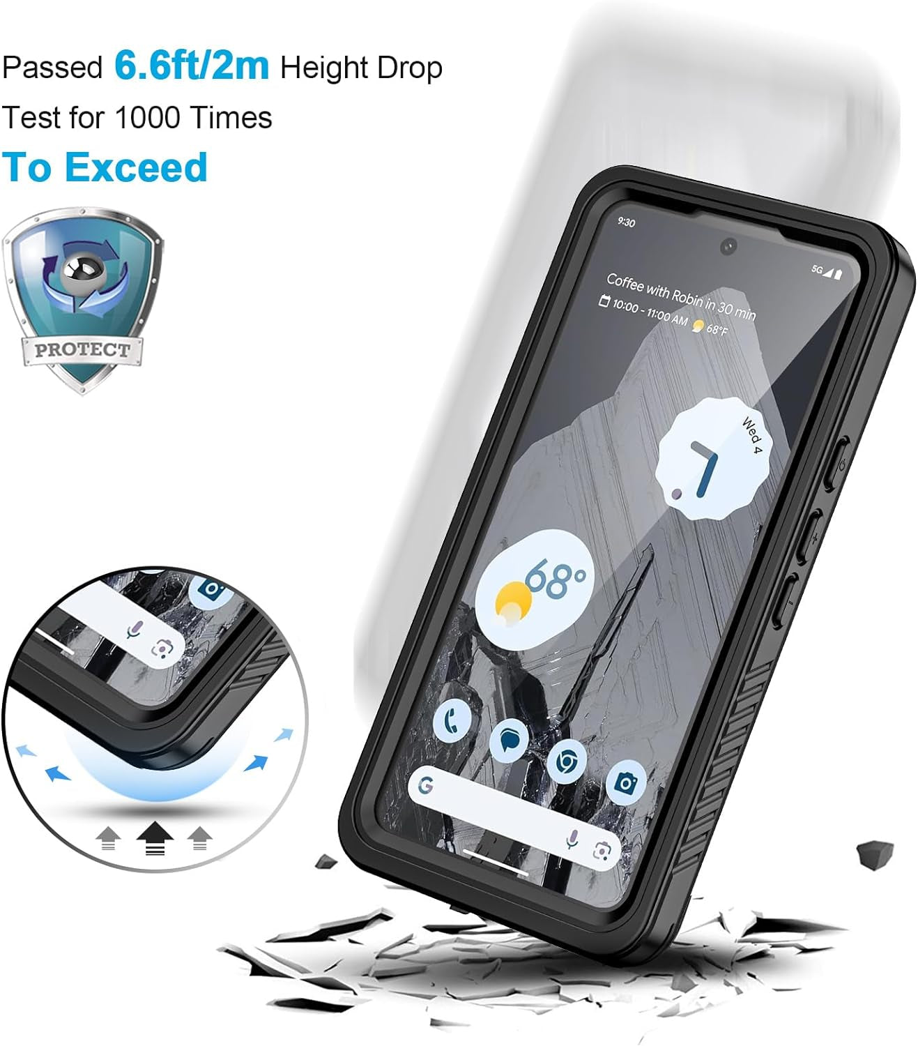 Lanhiem Pixel 8 Pro Case, IP68 Waterproof Dustproof Case with Built-In Screen Protector, Rugged Full Body Shockproof Protective Clear Cover for Google Pixel 8 Pro, Black  Lanhiem   