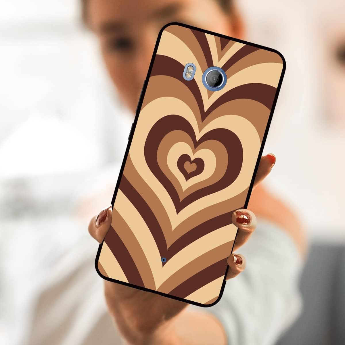 Zaztify Compatible with HTC U11, Khaki Heart Tunnel Center Love Swirl Cute Pattern Shockproof Protective Anti-Slip Thin Slim Soft Phone Case Cover Shell  zaztify   
