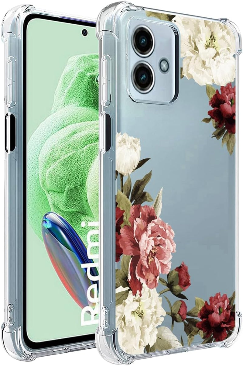 Ueokeird Phone Case for Redmi Note 12 5G Case, Poco X5 5G 22111317PG Case Girls Women, Slim Shockproof Clear Floral Pattern Soft Flexible TPU Protective Cover for Xiaomi Redmi Note 12 5G (Rose Flower)  Ueokeird Blossom Flower  