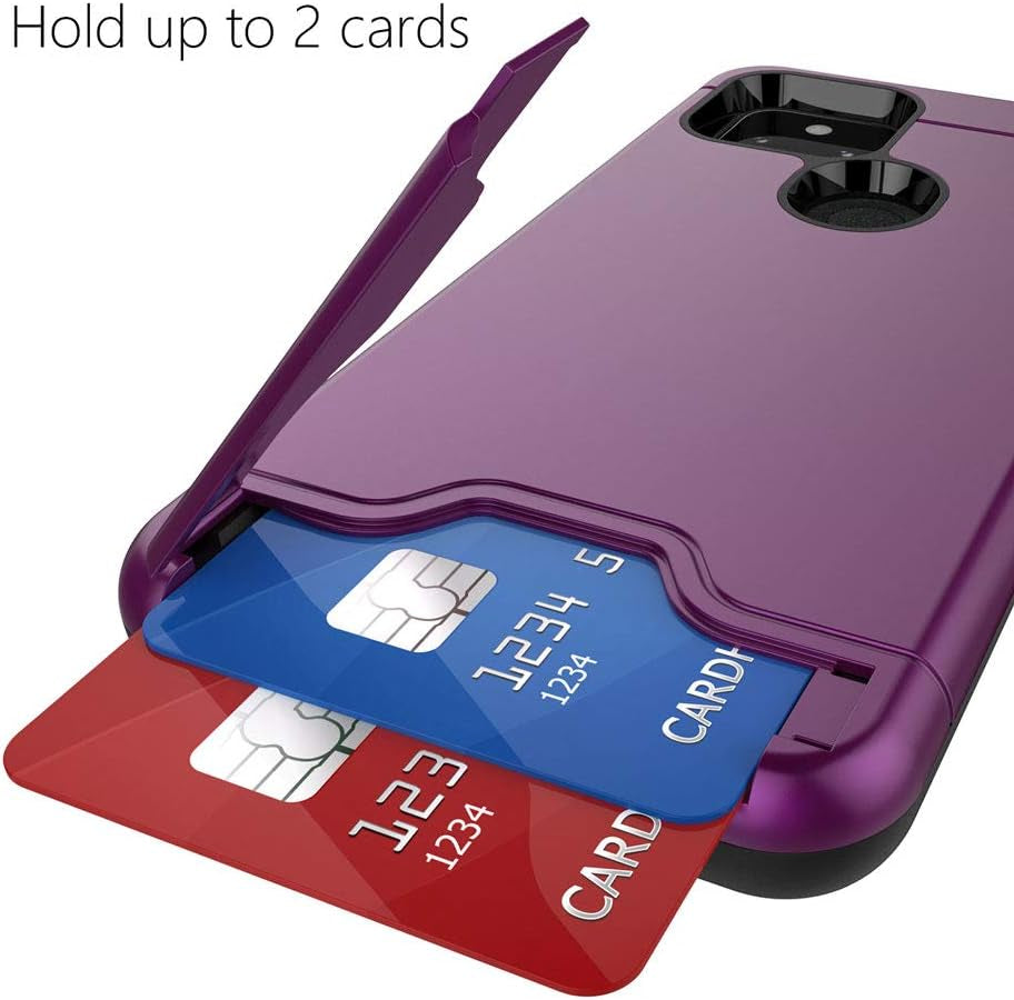 Teelevo Wallet Case for Google Pixel 5, Dual Layer Case with Card Slot Holder and Kickstand for Google Pixel 5 - Purple  Teelevo   