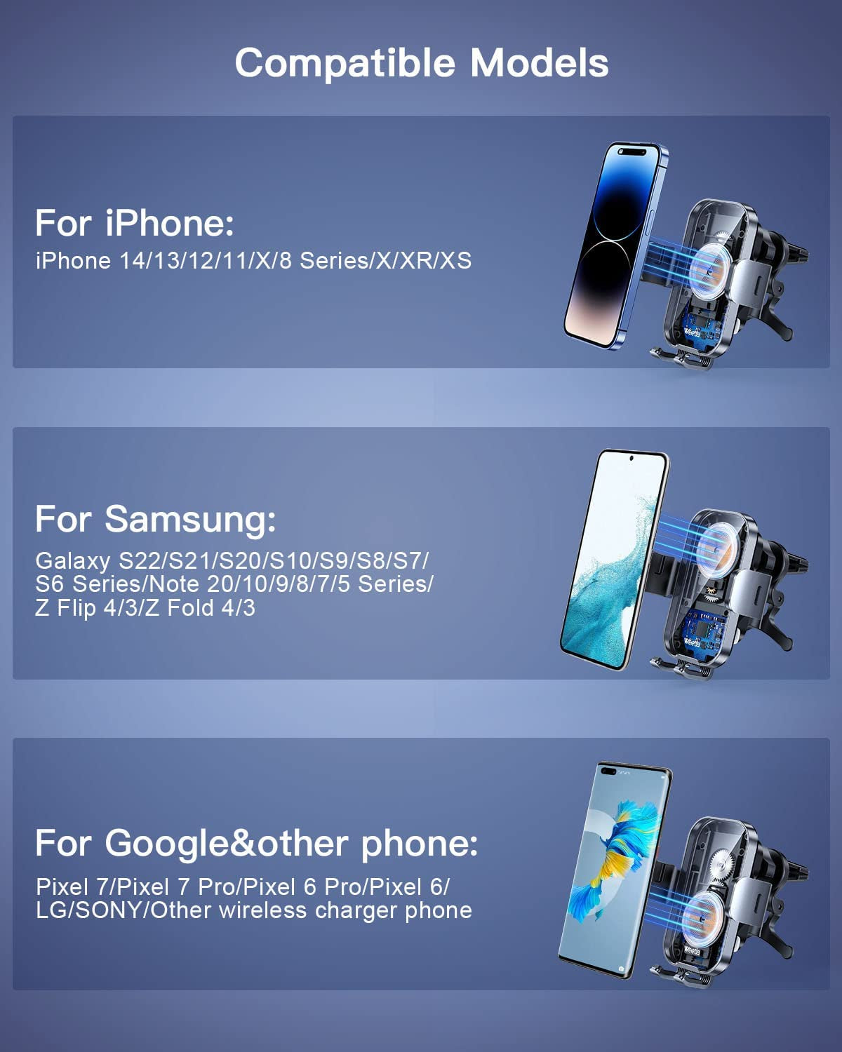 𝟮𝟬𝟮𝟯 𝗡𝗲𝘄 Weetla Wireless Car Charger,Charging Auto-Alignment, Air Vent 360° Adjustable Auto-Clamping Car Phone Holder Mount Wireless Charging for Iphone14/13/12/11/Pro Max/Samsung Galaxy Phone  Shenzhen Caibo Technology Co.,Ltd   