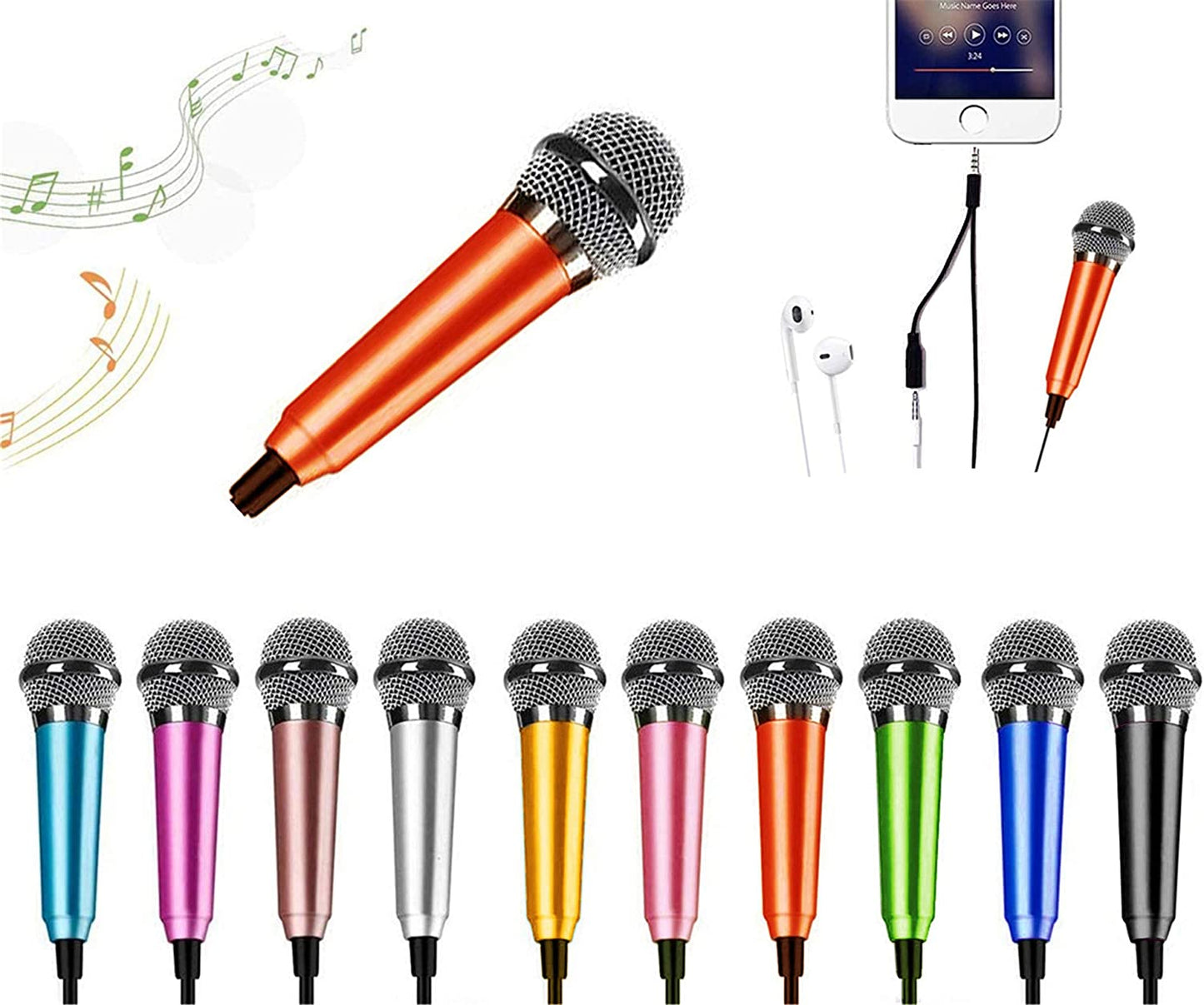 Mini Microphone,Portable Vocal Tiny Microphone, Asmr Microphone,Phone Microphone, Mini Karaoke Microphone for Voice Recording Chatting and Singing on Iphone,Android,Laptop Notebook（Silver）  DELADOLA orange  