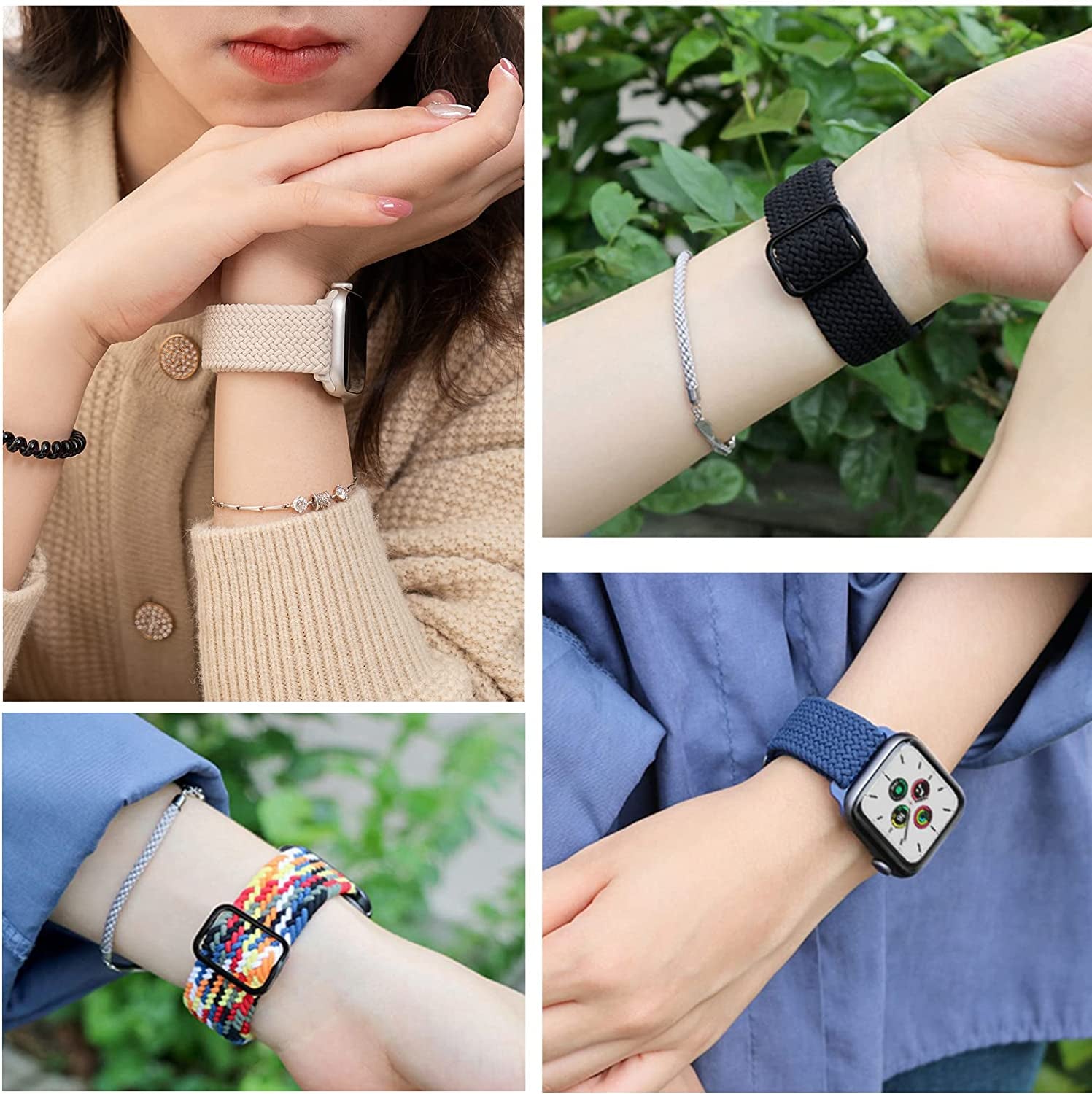 Braided for Apple Watch Band 45Mm 41Mm 40Mm 44Mm Iwatch Bands 38Mm 42Mm Men/Women,Solace Stretchy Sport Solo Loop Strap Wristband for Apple Watch Ultra 49Mm Series 8/7/6 5/4/3/2/1/SE 40 44 45 Mm  Wowstrap   