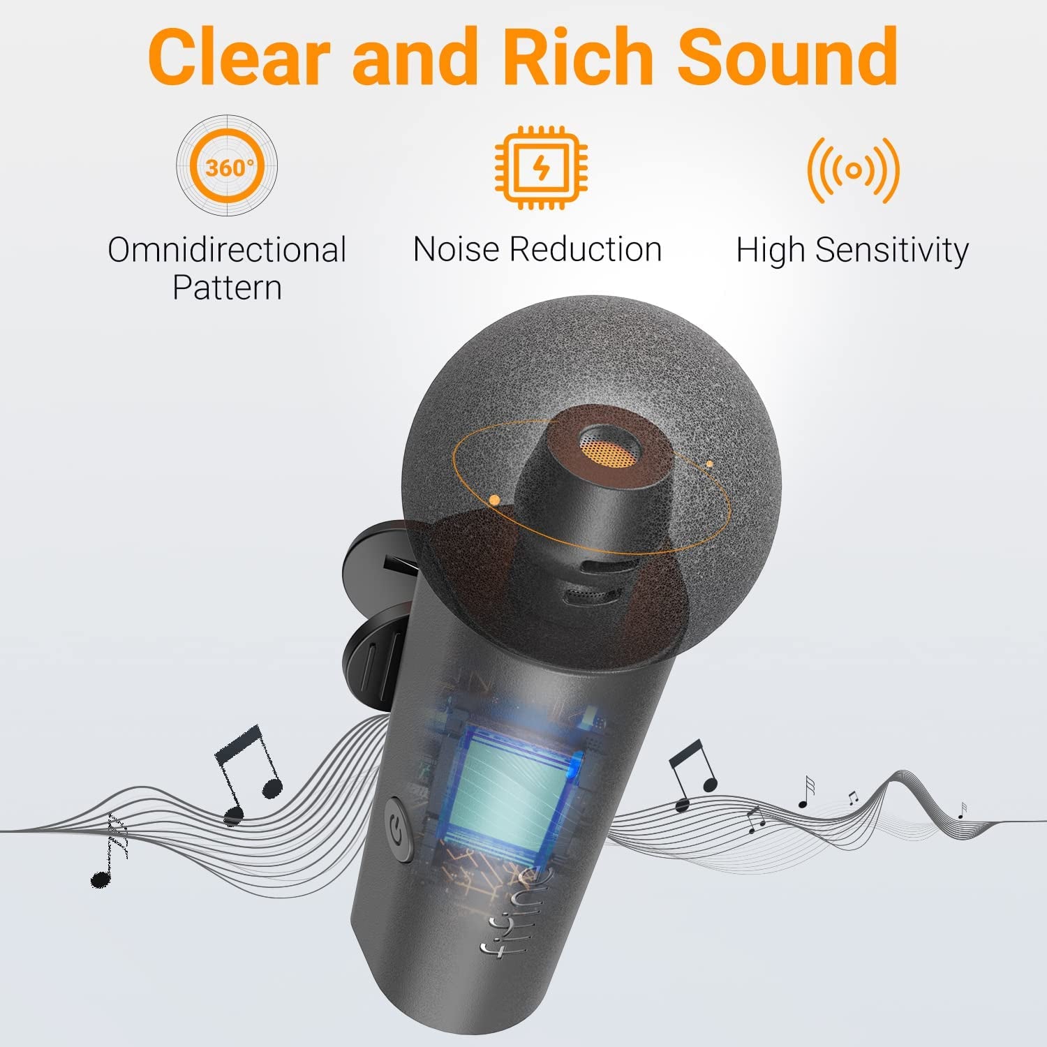 FIFINE Wireless Lavalier Lapel Microphone System for Phones/Tablets, 2.4Ghz Cordless Condenser Omnidirectional Clip-On Mic, USB C Receiver, for Video, Interview, Vlog, Youtube, Recording-M6  FIFINE   