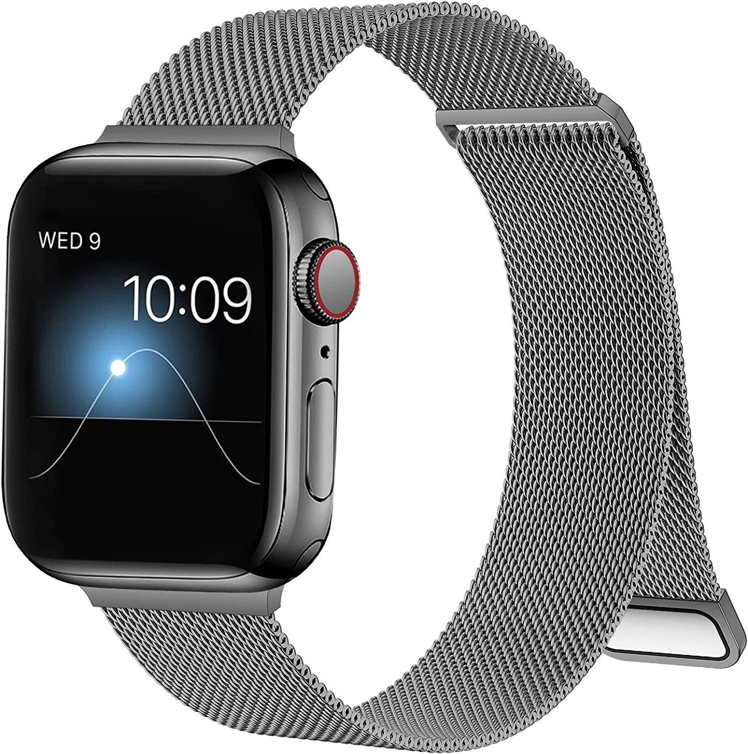 ZXCASD Metal Bands Compatible with Apple Watch Band 42Mm 44Mm 45Mm 49Mm Women Men,Silver Loop Adjustable Mesh Strap for Iwatch Series 8 7 6 5 4 3 2 1 SE Ultra  ZXCASD-20 Space Grey 38mm 40mm 41mm 