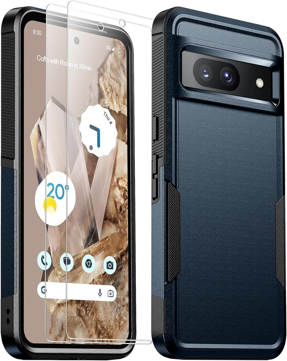 Justcool for Google Pixel 8 Case, with [2 Pcs Screen Protectors] [10FT Drop Protection] Dual Layer Full Body Heavy Duty Protective Case for Google Pixel 8 6.2 Inch,Dark Green  Justcool Dark Blue Pixel 8 6.2'' 