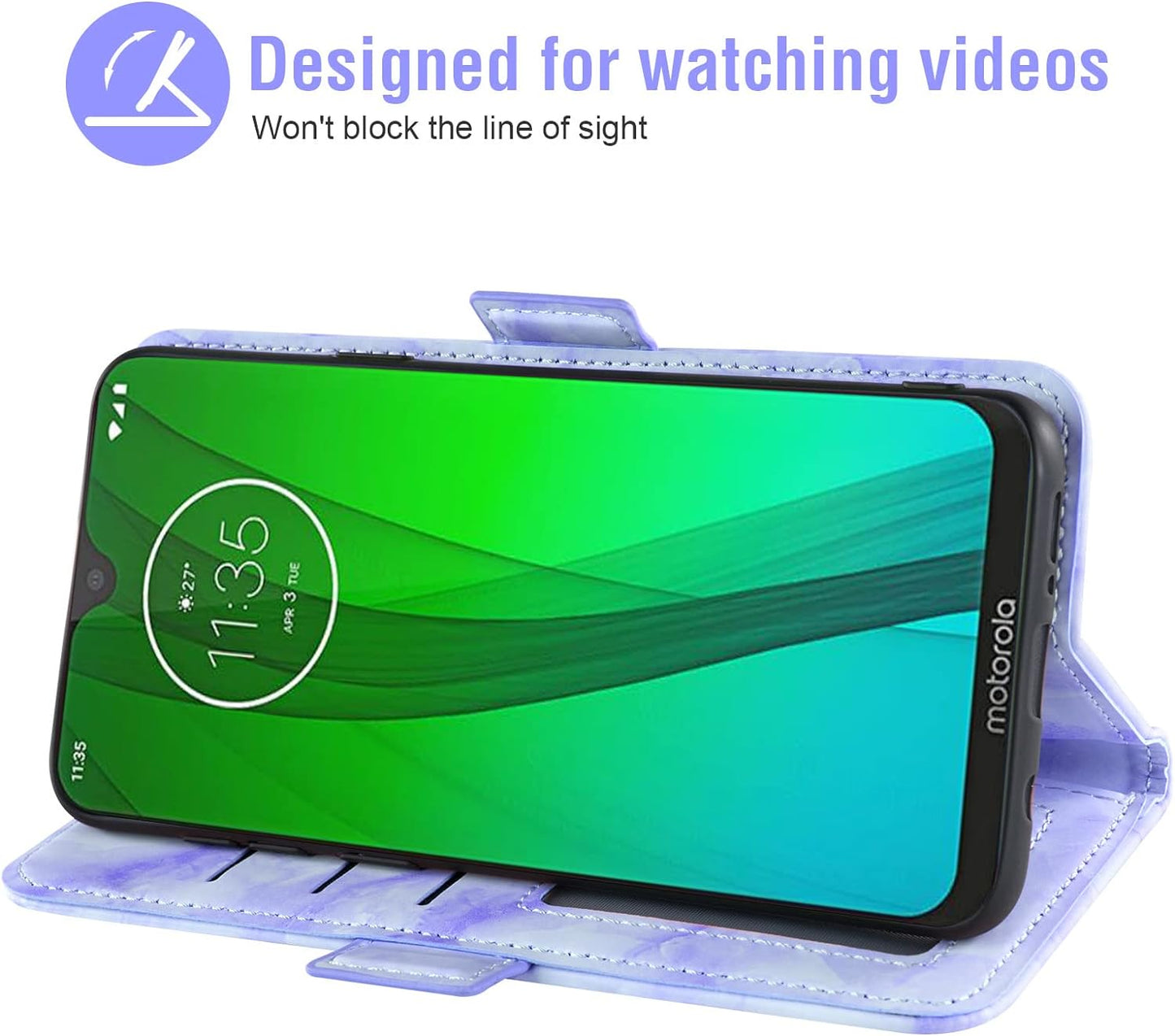 Asuwish Compatible with LG G7 Thinq Case and Tempered Glass Screen Protector Card Holder Kickstand Marble Wallet Phone Covers for LGG7 One G 7 plus LG7 Lg7Thinq 7G Thin Q G7+ G7Thinq Lgg7Thinq Purple  Asuwish   